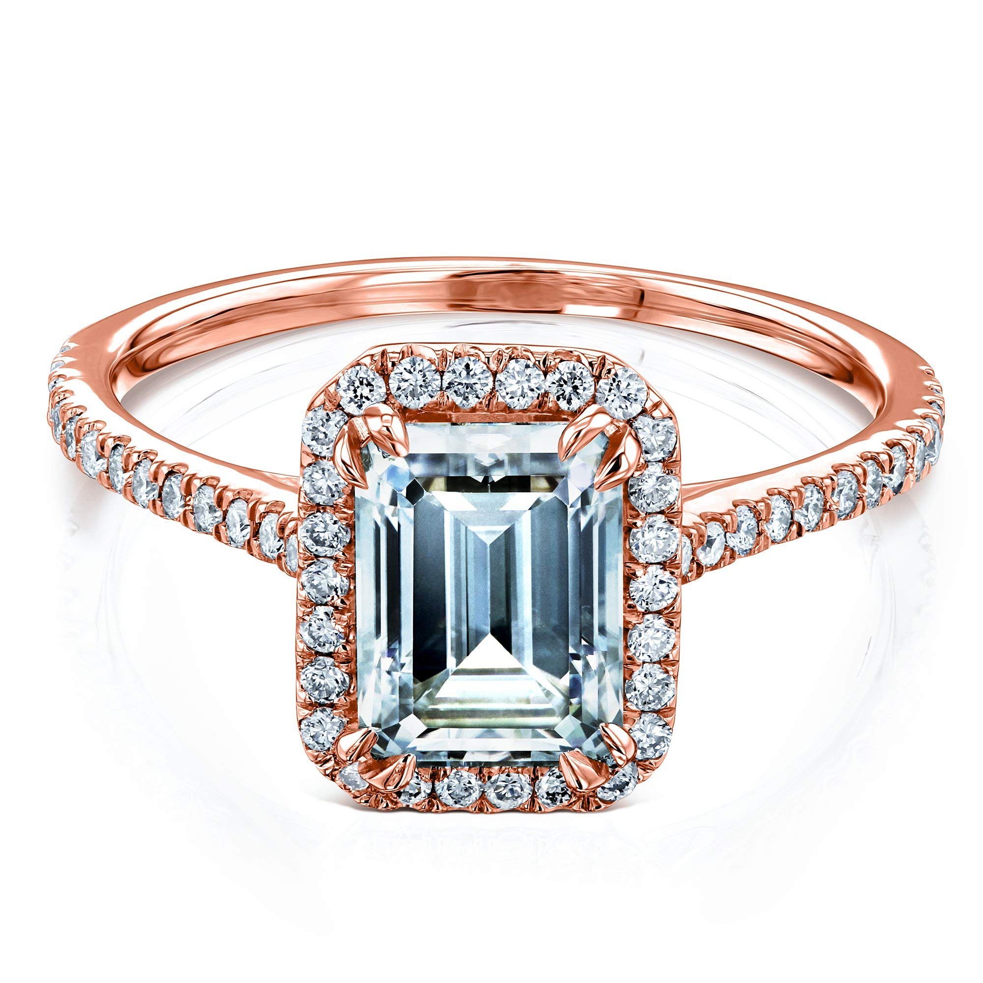 1.75ct Emerald Cut Moissanite & Lab Diamond Halo Engagement Ring for Women - Elegant Wedding, Anniversary, or Proposal Jewelry Gift