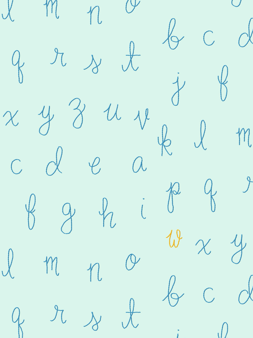 LF Alphabet Wallpaper by Lingua Franca - Mint Green with Yellow Accent Letters | Modern Nursery Decor & Kids Room Wall Covering