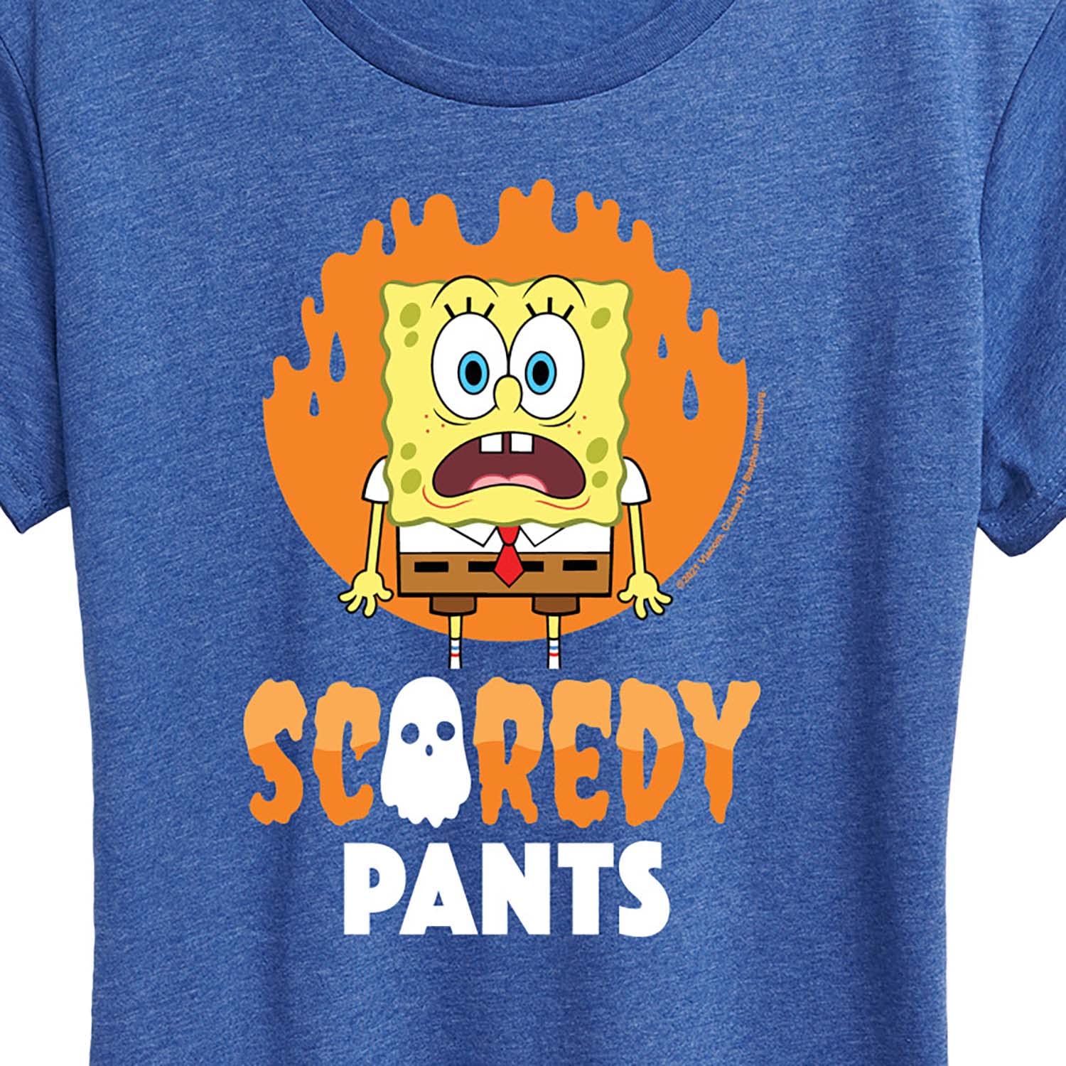 Spongebob Squarepants Scaredy Pants Women's Graphic T-Shirt - Funny Cartoon Short Sleeve Tee for Casual Wear, Cosplay & Pop Culture Fans