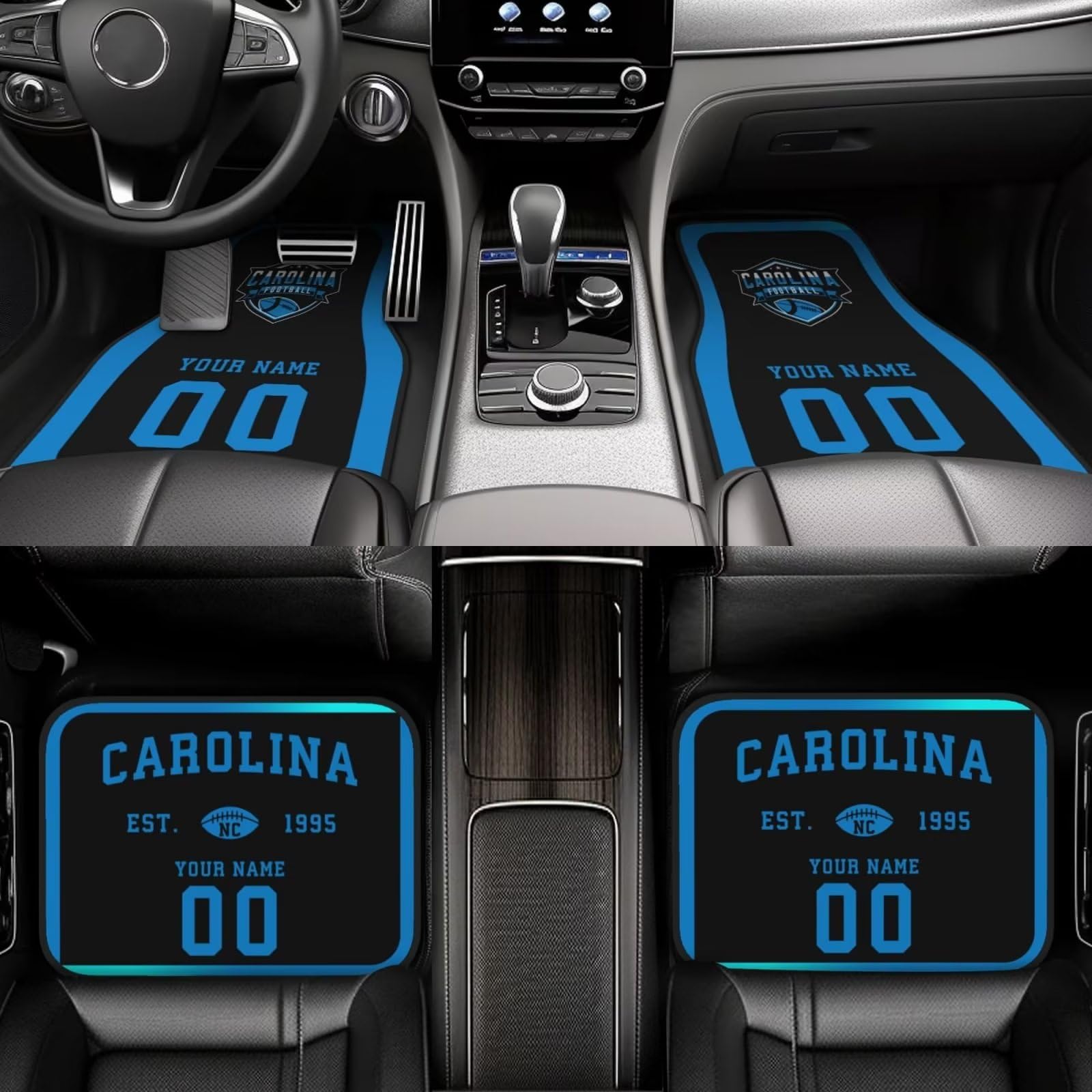Custom Personalized Car Floor Mats with Name & Number - 4-Piece Set for Most Vehicles | Perfect Car Interior Accessories & Unique Gifts for Car Enthusiasts | Ideal for Daily Commute, Road Trips & Car Shows