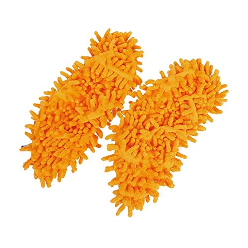 Tomeco Microfiber Cleaning Slippers - 1 Pair Non-Slip House Shoes for Dust & Floor Cleaning | Bathroom, Kitchen & Home Use | Orange Color | Easy Mop Slippers for Lazy Cleaning