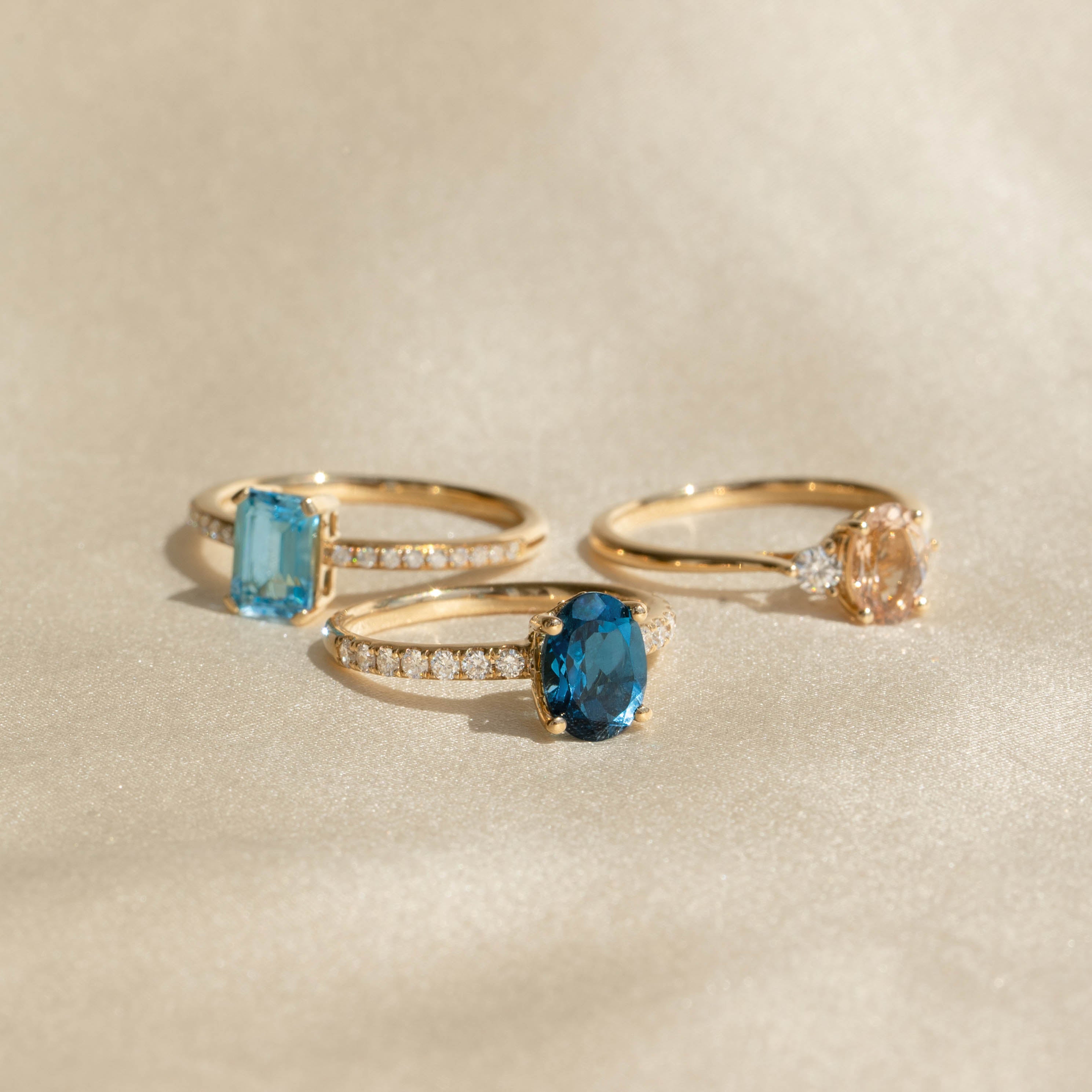 Elegant 14k Gold Oval London Blue Topaz & Diamond Ring - Minette Collection | Perfect for Engagement, Anniversary & Special Occasion Gifts
