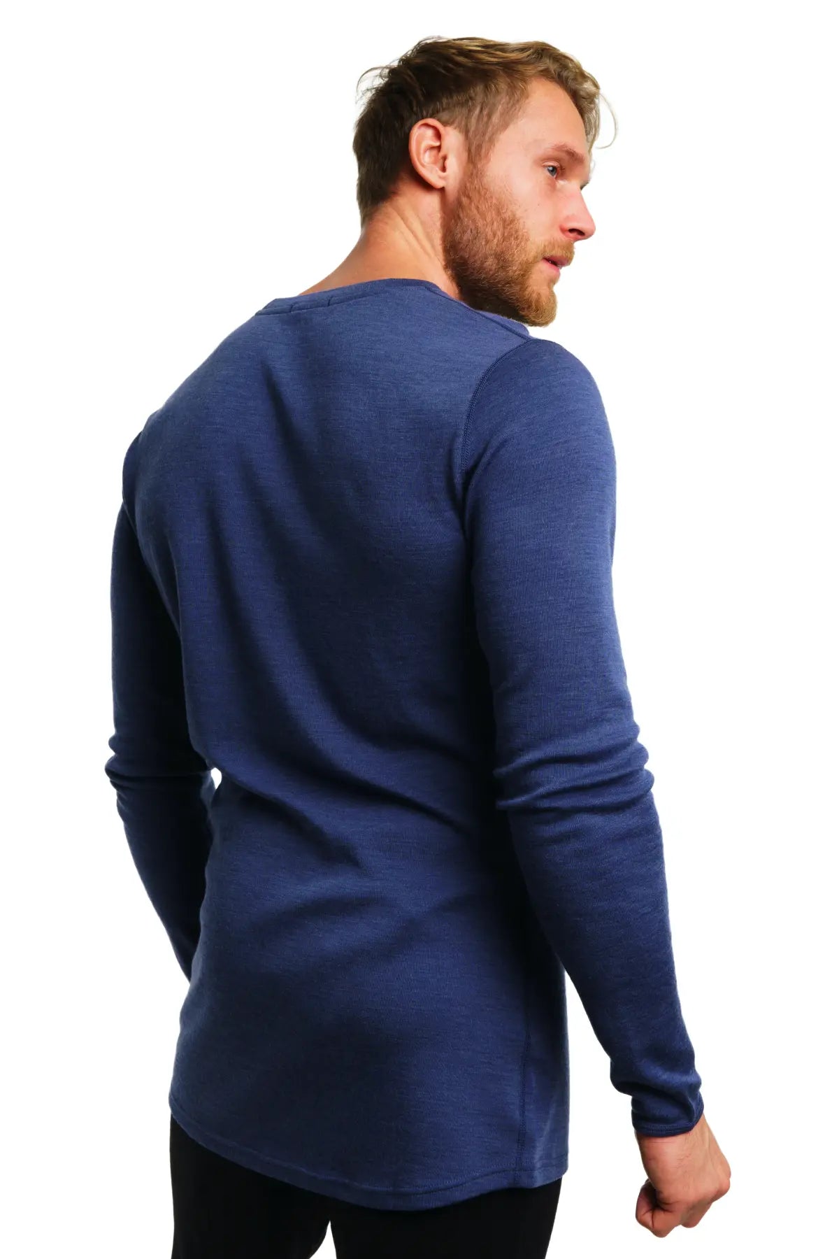 Premium Men's Merino Wool Long Sleeve Base Layer Shirt - 250g Windsor Blue - Warm Winter Thermal Underwear for Hiking, Skiing & Outdoor Activities