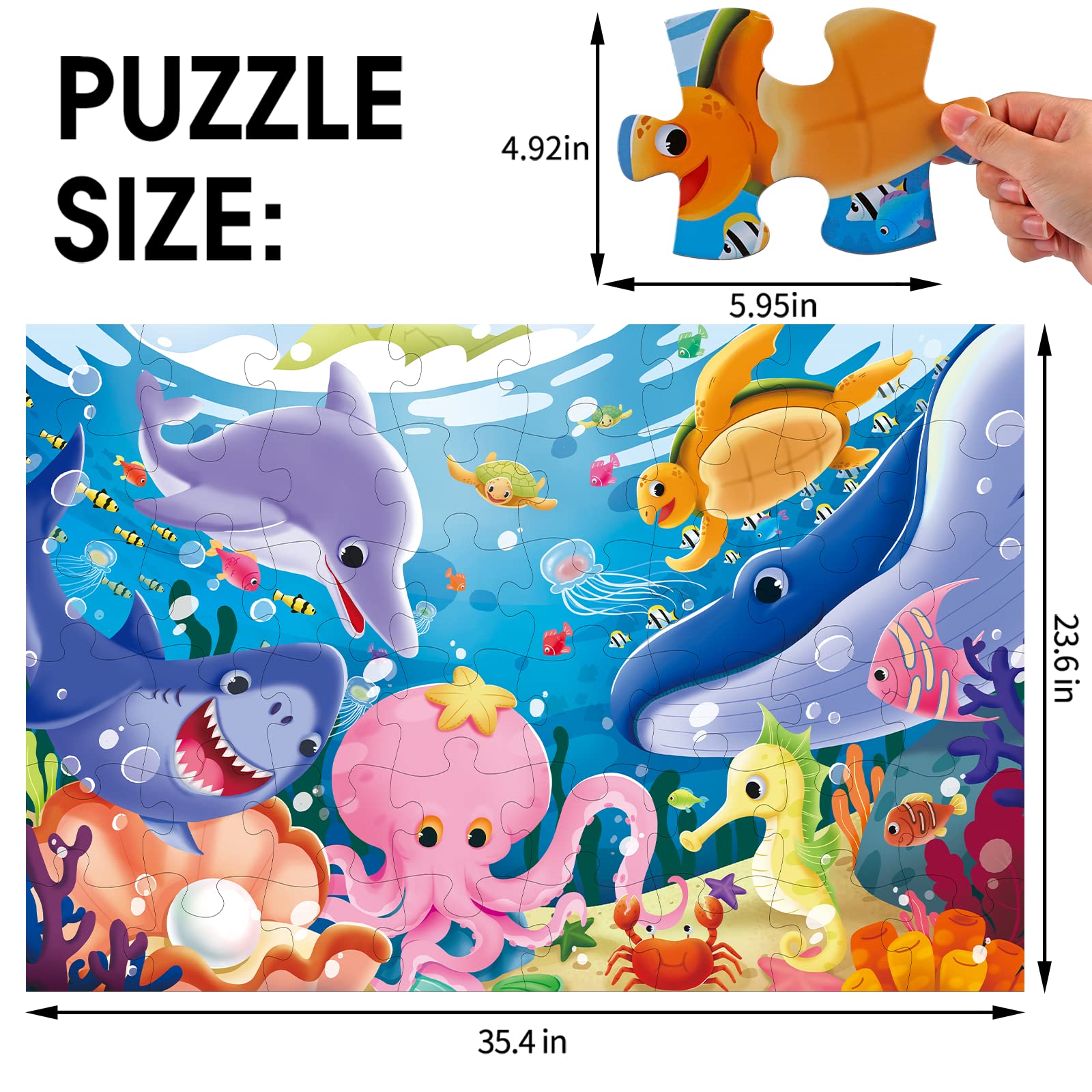 Jumbo Floor Puzzle for Kids - 48Pcs Underwater Jigsaw for Toddlers 3-8 Years | Educational Toy for Preschool Learning & Gifts