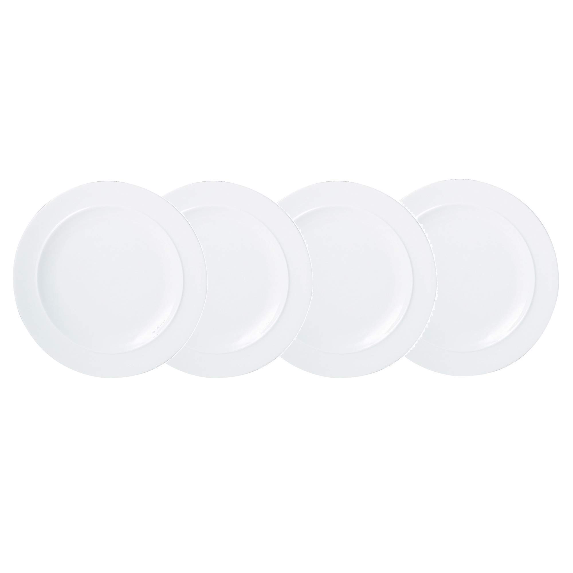 Denby 4-Piece White Dinner Plate Set - Elegant Neutral Dinnerware for Everyday Use & Formal Dining