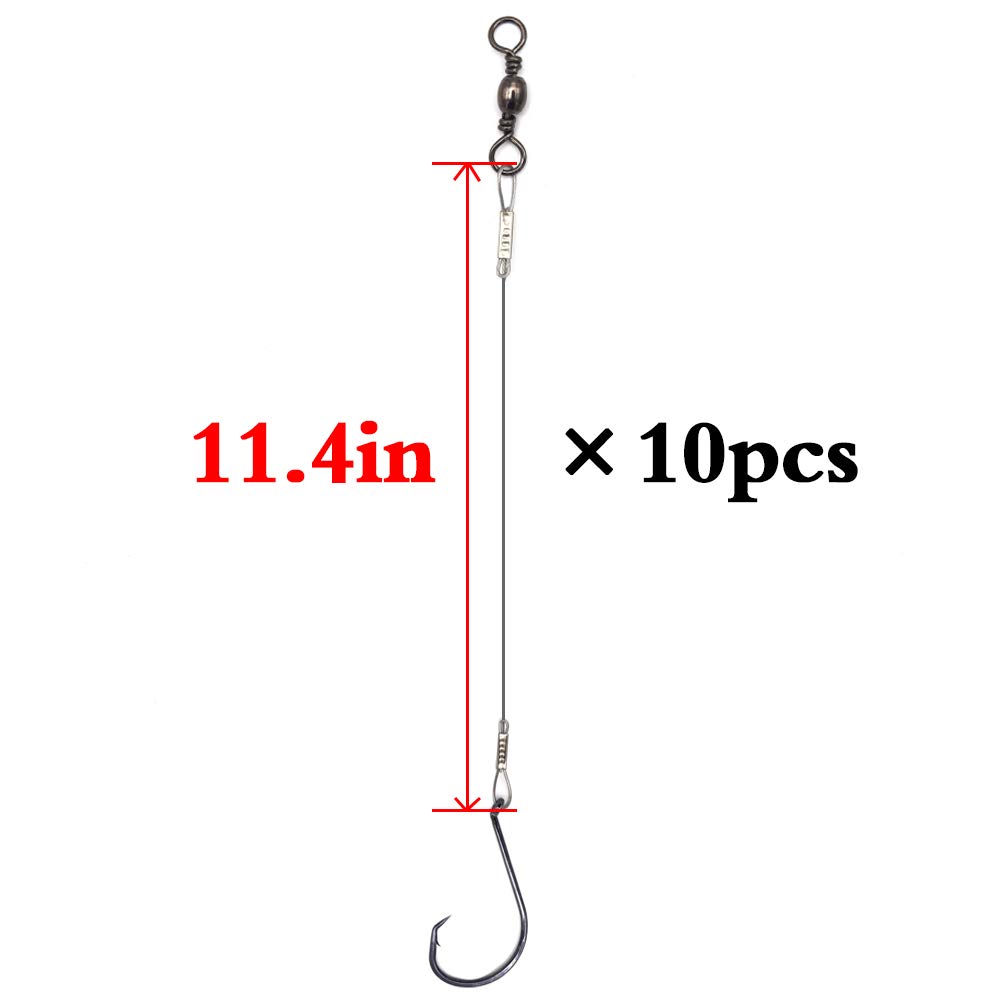 Eagle Claw Bottom Fishing Rig with Nylon Coated Leader - 10pcs Saltwater Freshwater Hooks for Bass, Catfish, Trout | Perfect for Pier, Shore, and Boat Fishing