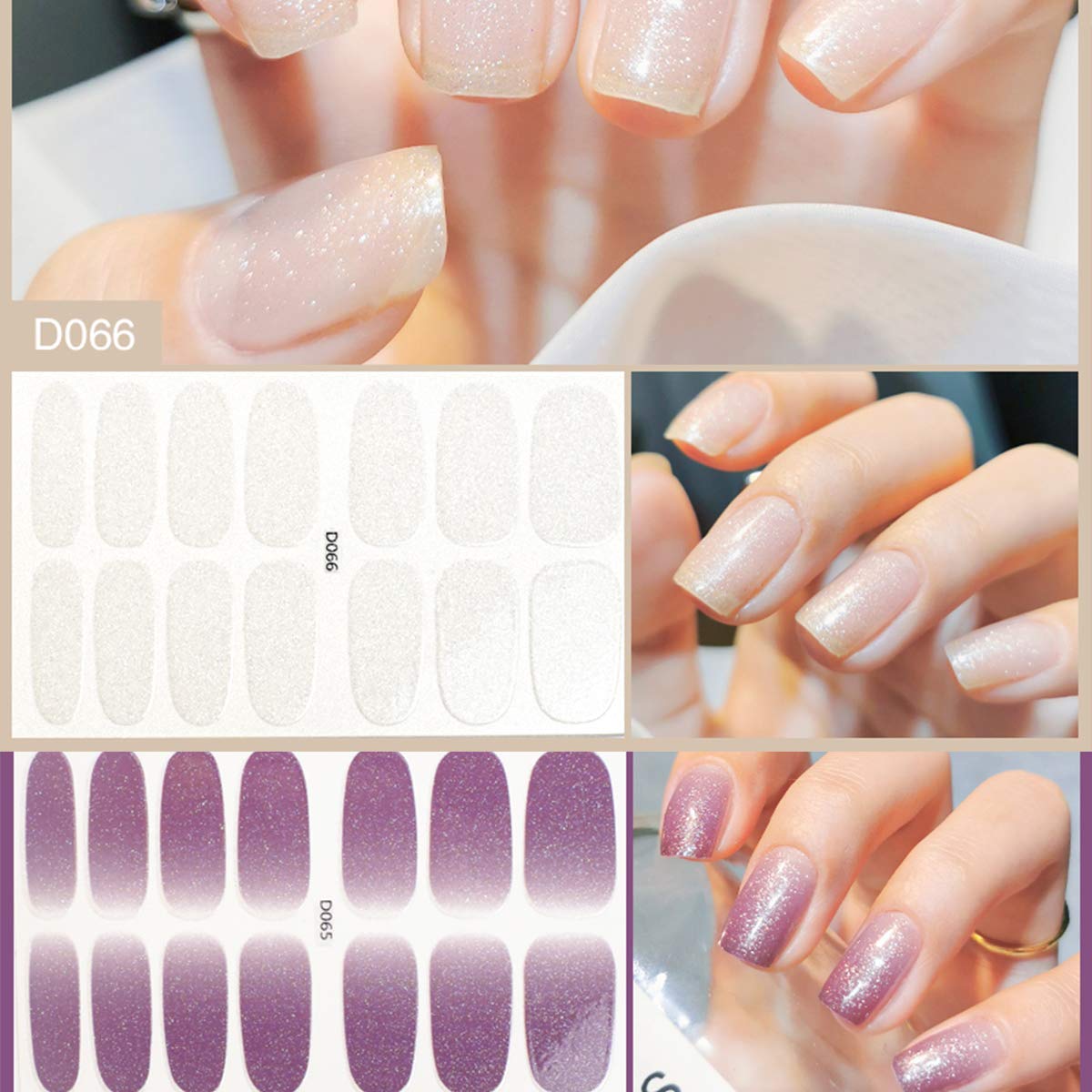 8 Sheets Pink Glitter Nail Wraps - Self-Adhesive Full Nail Strips for Women, Nail Art Polish Stickers, Solid Color Nail Decals - Perfect for Parties, Weddings & Everyday Manicures