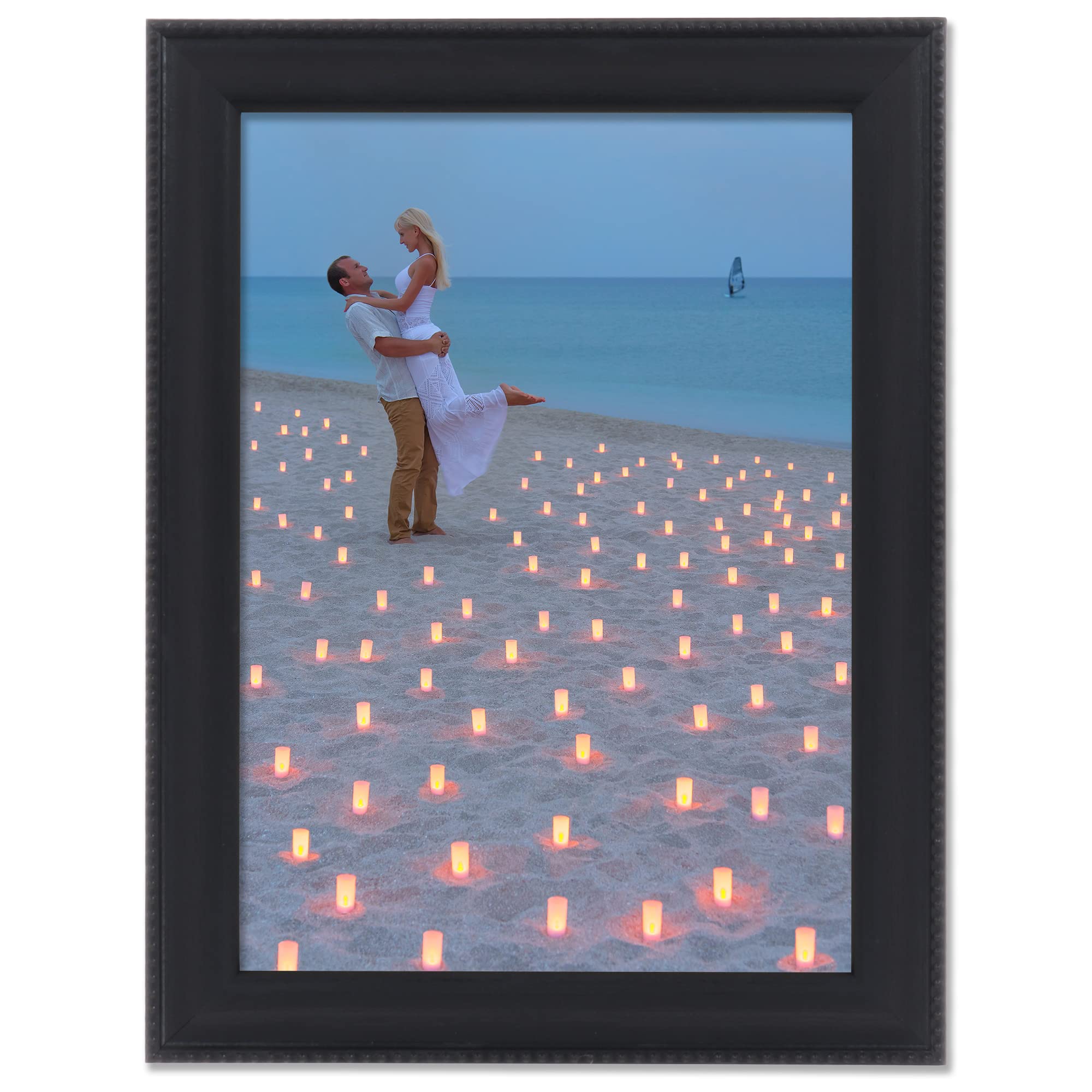 Lawrence Frames Classic Bead Picture Frame 5x7 Inch - Elegant Black Wooden Photo Frame for Wall or Tabletop Display - Perfect for Family Photos, Wedding Pictures, and Home Decor