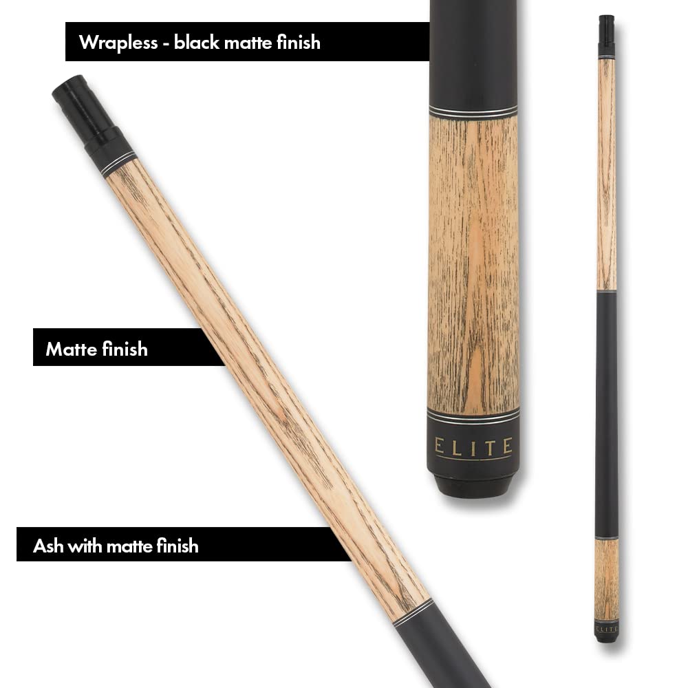 Elite Prestige EP40 Ash Pool Cue Stick with Black Matte Finish - Professional Billiards Accessory for Home Game Rooms & Bars