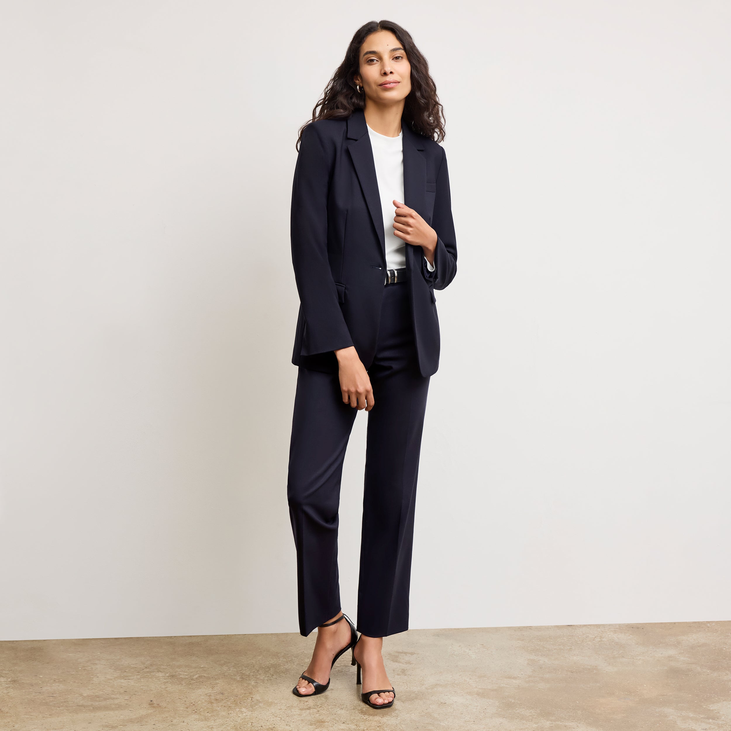 Smith Straight Trouser Washable Wool Twill Pants for Men - Dark Navy | Comfortable Office Wear & Business Casual Attire