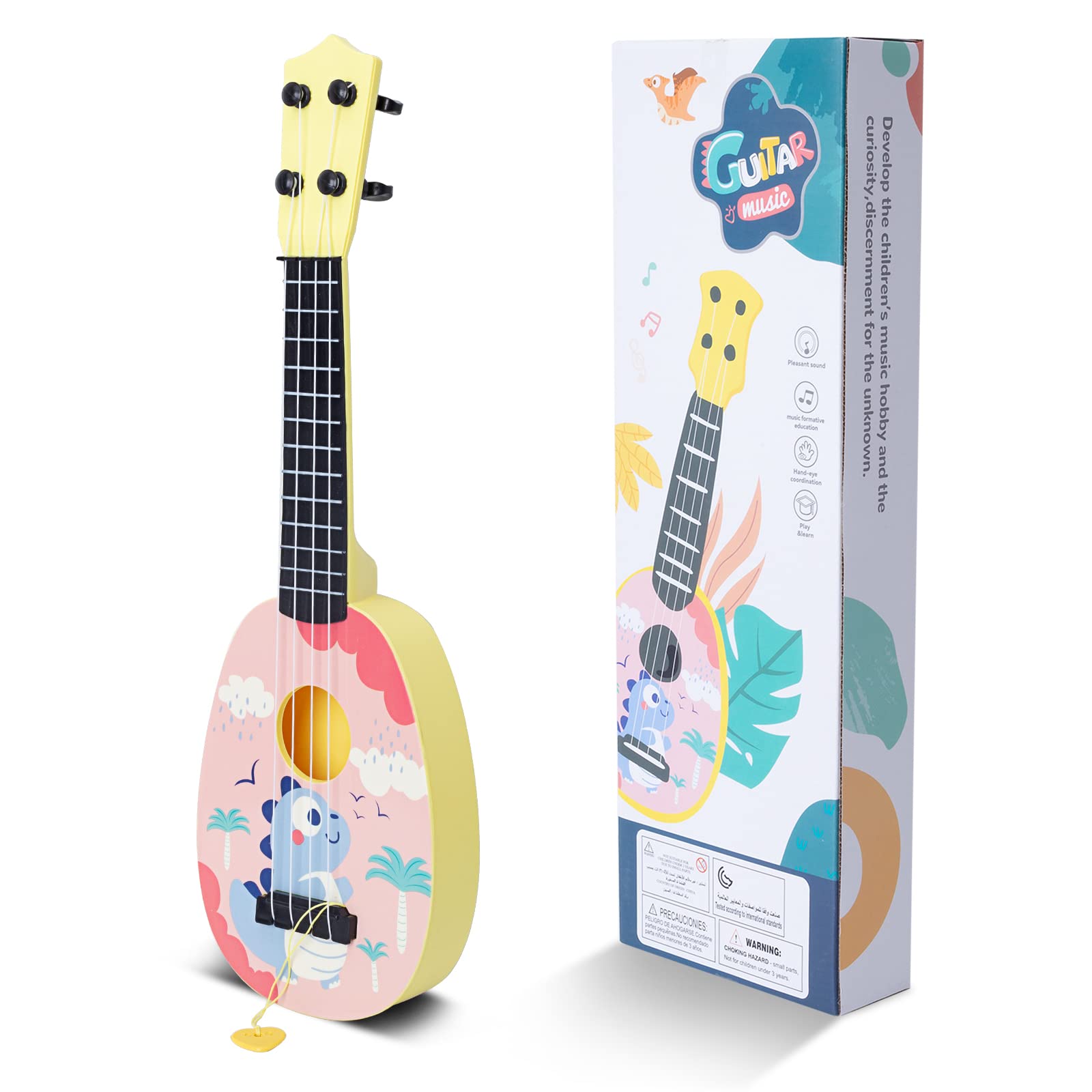 YOLOPLUS+ 17 Inch Kids Ukulele Toy - 4 String Mini Guitar for Toddlers & Children | Educational Musical Instrument for Early Learning (Pink) - Perfect for Birthday Gifts, Music Lessons & Family Playtime