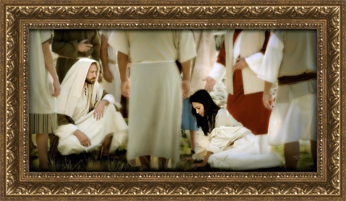 Let Him Who is Without Sin Cast the First Stone - Inspirational Bible Verse Wall Art for Home & Office Decor