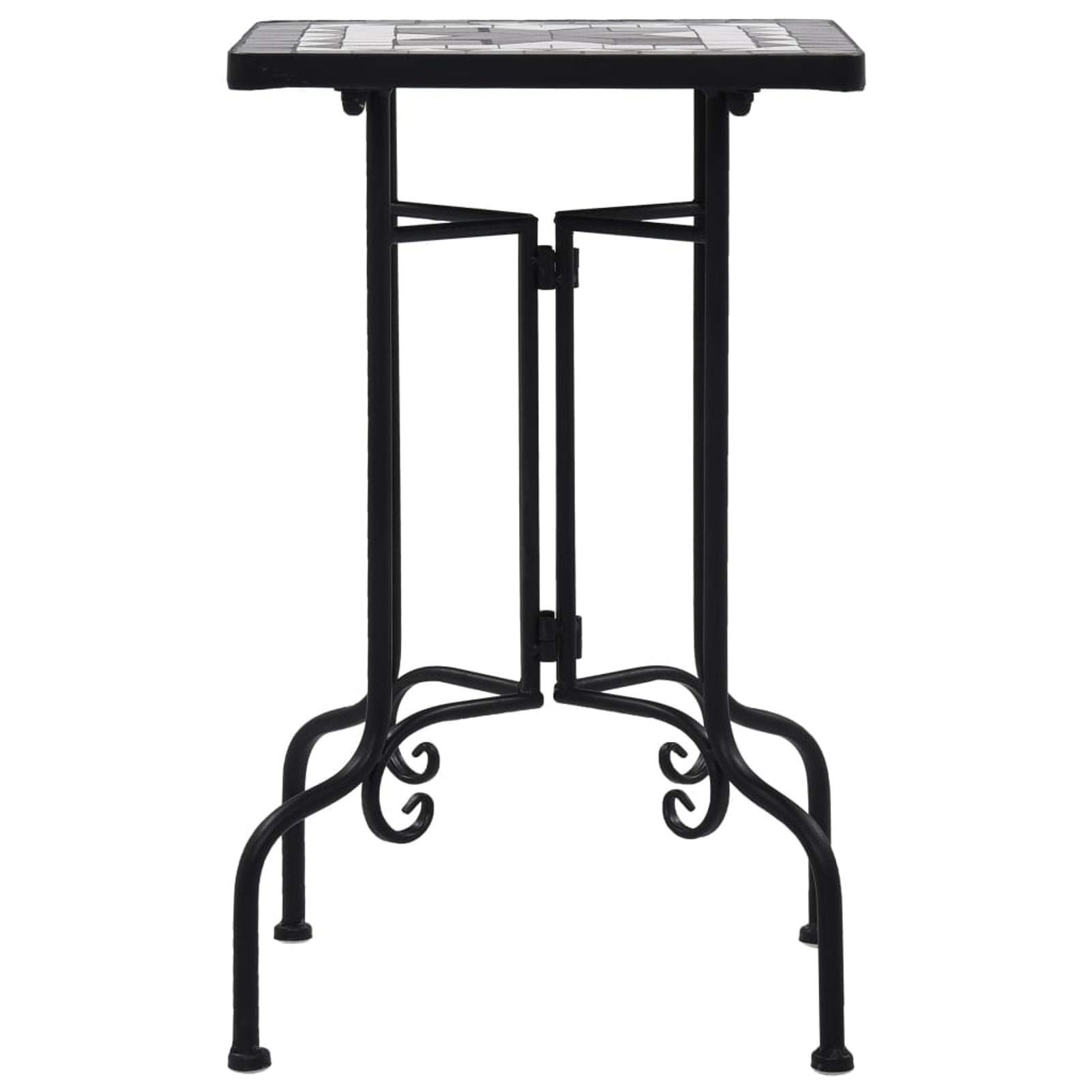 Black and White Ceramic Mosaic Side Table - Outdoor Patio Decor, Plant Stand for Garden, Balcony, and Poolside Use