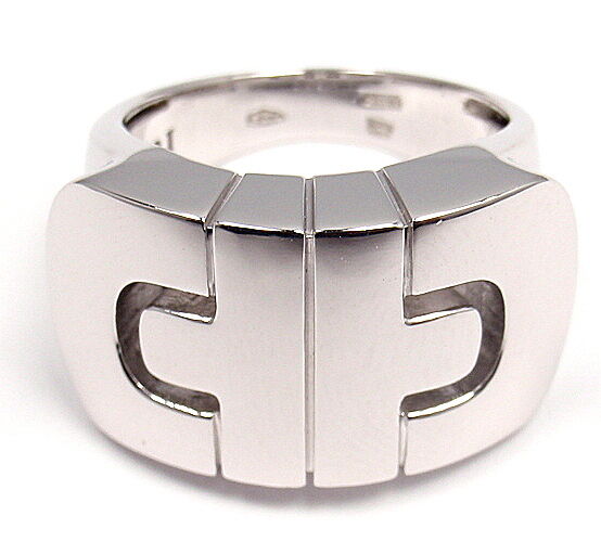Authentic Bvlgari Bulgari 18K White Gold Parentesi Ring Band - Size 5, Classic Luxury Jewelry for Women - Perfect for Weddings, Anniversaries & Special Occasions