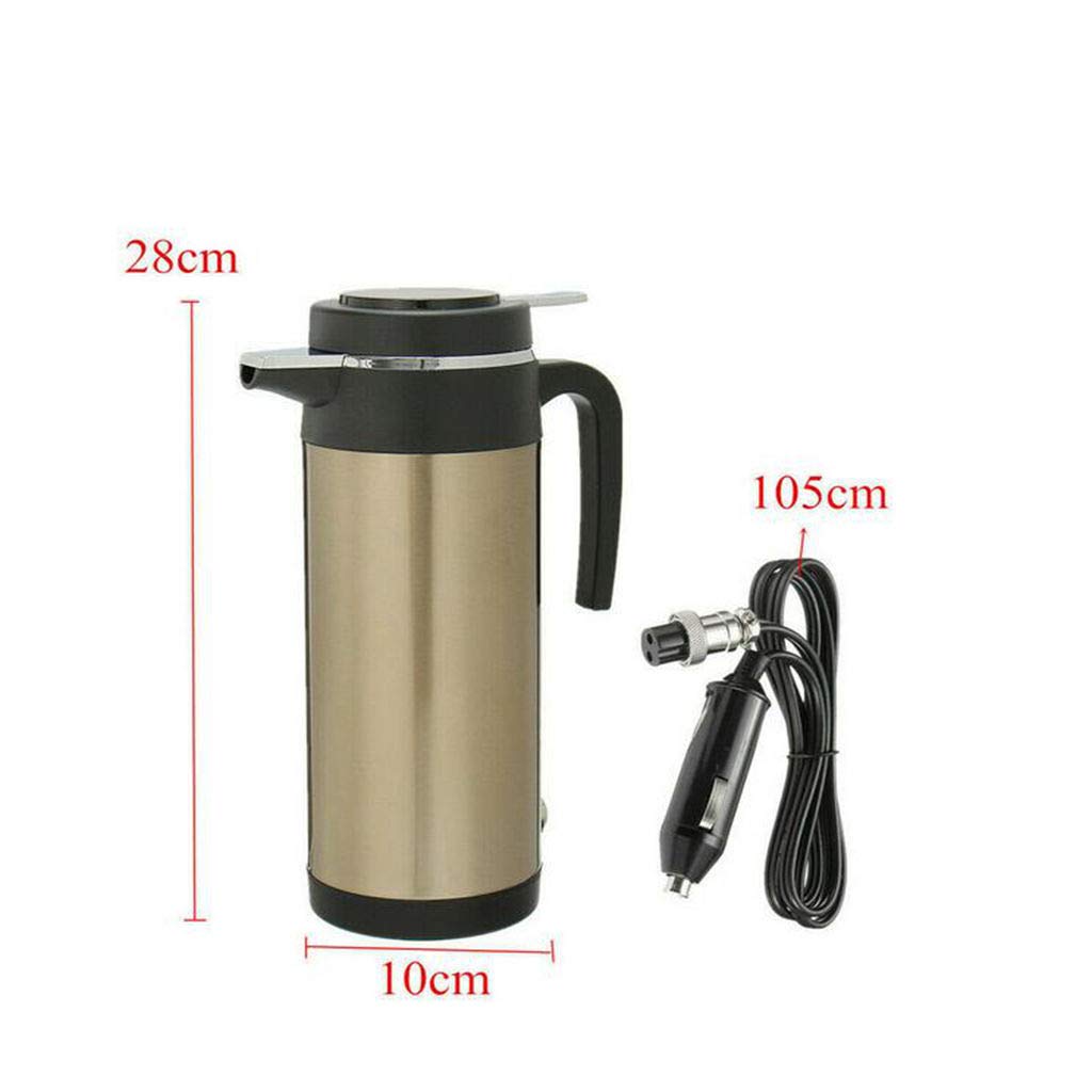 Portable Electric Car Kettle for Travel - 12V Auto Heating Cup with Auto Shut-Off - Light Gold - Perfect for Road Trips, Camping & Office Use