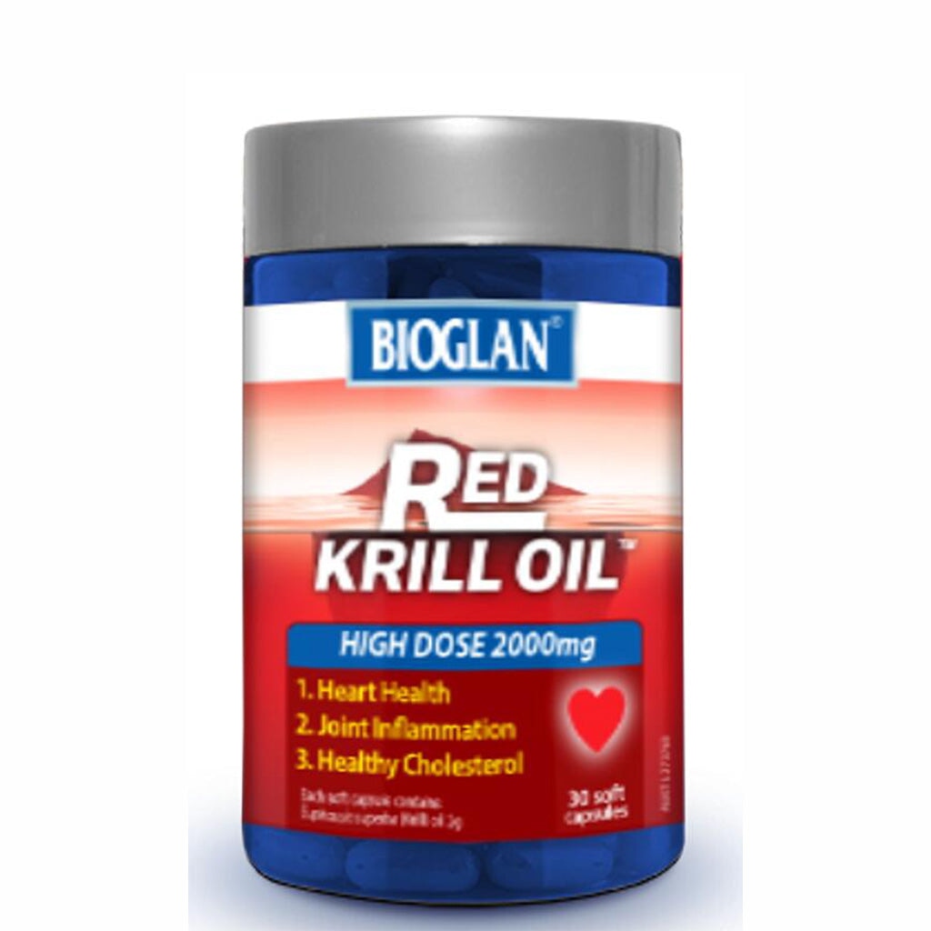 Bioglan Red Krill Oil 2000mg - Premium Omega-3 Supplement for Heart & Brain Health - Supports Joint Function & Inflammation Relief - Perfect for Daily Wellness Routine
