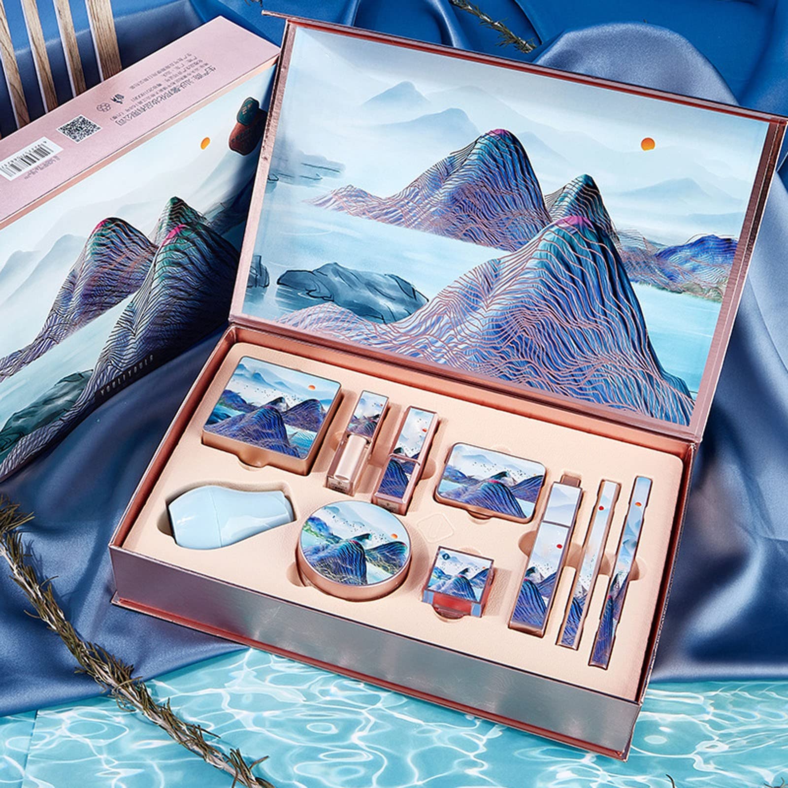 10-Piece Non-Stick Cup Long-Lasting Cosmetic Set - Lipstick, Air Cushion, Setting Powder, Eye Shadow, Mascara & Eyeliner Kit | Beginner Friendly Makeup Gift Box | Perfect for Daily Use & Travel