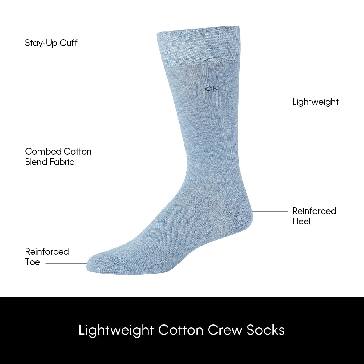Calvin Klein Men's Crew Socks 4-Pack - Lightweight Combed Cotton Blend Dress Socks for Men Size 7-12 - Breathable Everyday & Formal Wear Socks for Office, Business & Casual Outfits