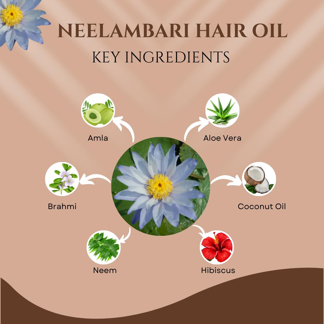 Neelambari Herbal Hair Oil for Men & Women - 100ml (Pack of 3) | Natural Hair Growth Treatment | Perfect for Daily Scalp Massage & Damaged Hair Repair