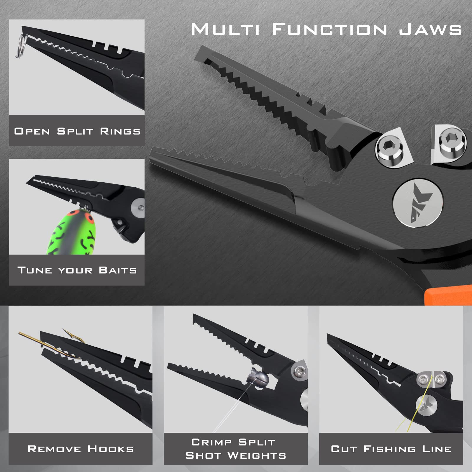 **KastKing Saltwater Resistant Fishing Pliers & Lip Gripper Combo – Durable Fishing Gear with Rubber Handle, Lanyard, Line Cutter, Hook Remover & Sheath – Perfect for Ice Fishing, Freshwater & Saltwater Anglers – Great Gift for Men**    *(Use Cases: Ideal for catching bass, trout, or saltwater species; essential for removing hooks, cutting lines, and handling fish safely during ice fishing or boat trips.)*