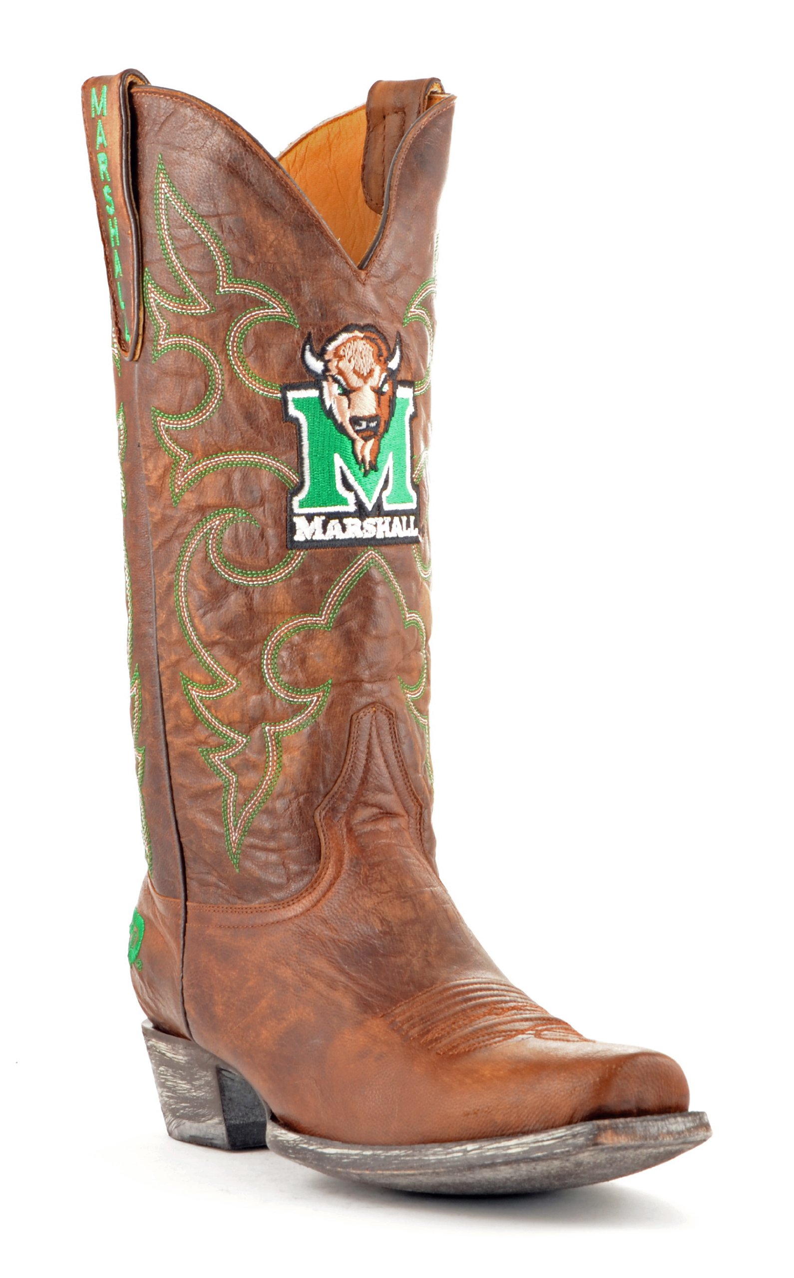NCAA Marshall Thundering Herd Men's Board Room Style Boots - Premium Leather Dress Boots for Business & Casual Wear - Perfect for Office, Formal Events & Everyday Use