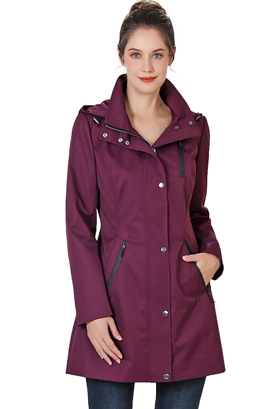 BGSD Women's Easton Waterproof Hooded Anorak Rain Jacket - Windproof Lightweight Outdoor Coat (Regular & Plus Size) for Hiking, Camping & Daily Commute