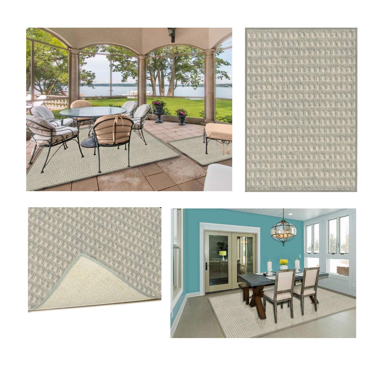 12'x16' Limestone Waffle Pattern Indoor/Outdoor Eco-Friendly DuraKnit Pile & Loop Carpet Area Rug - Perfect for Living Room, Bedroom, Patio, and Entryway Decor