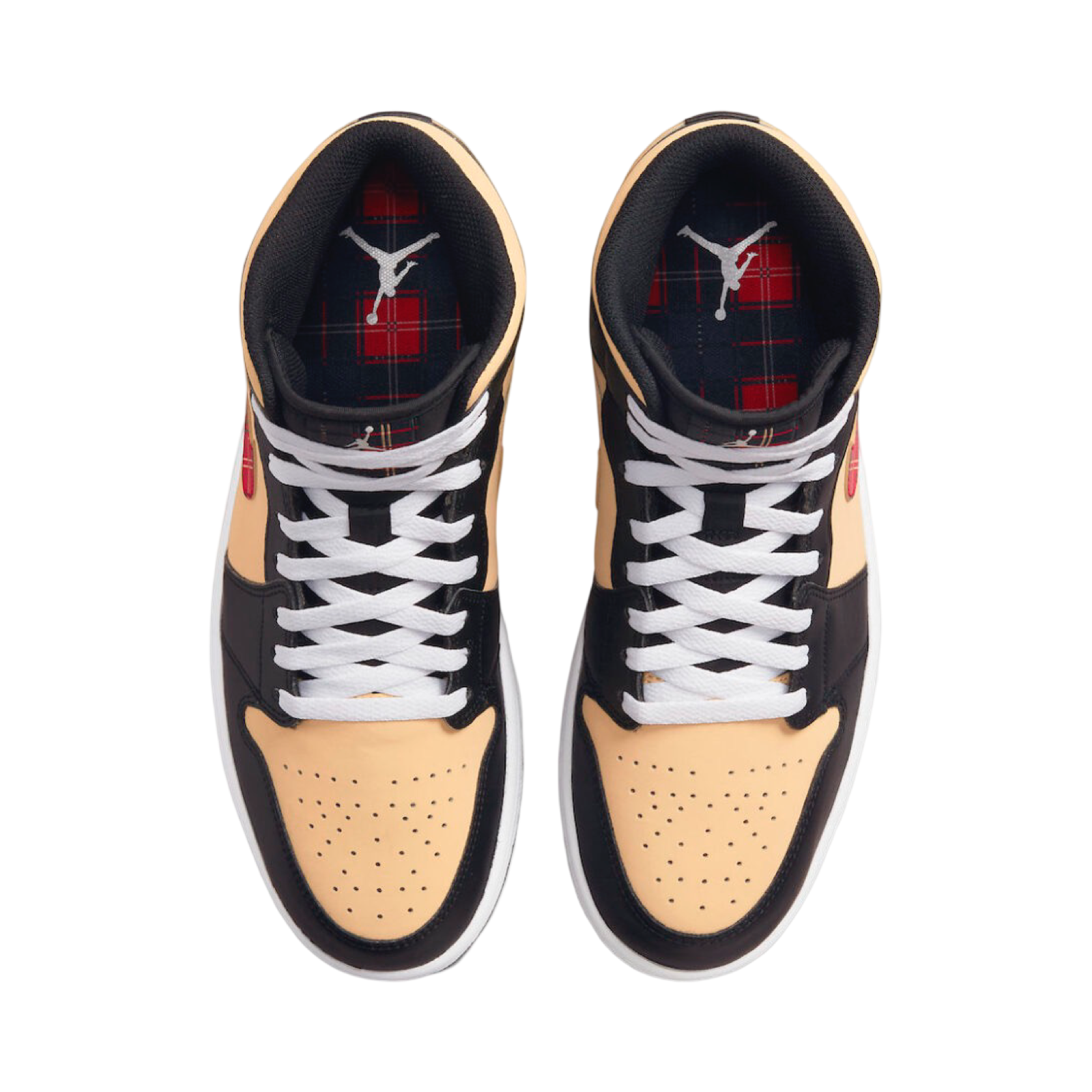 Air Jordan 1 Mid Tartan Swoosh Sneakers - Men's Basketball Shoes with Plaid Design - Perfect for Streetwear & Casual Fashion
