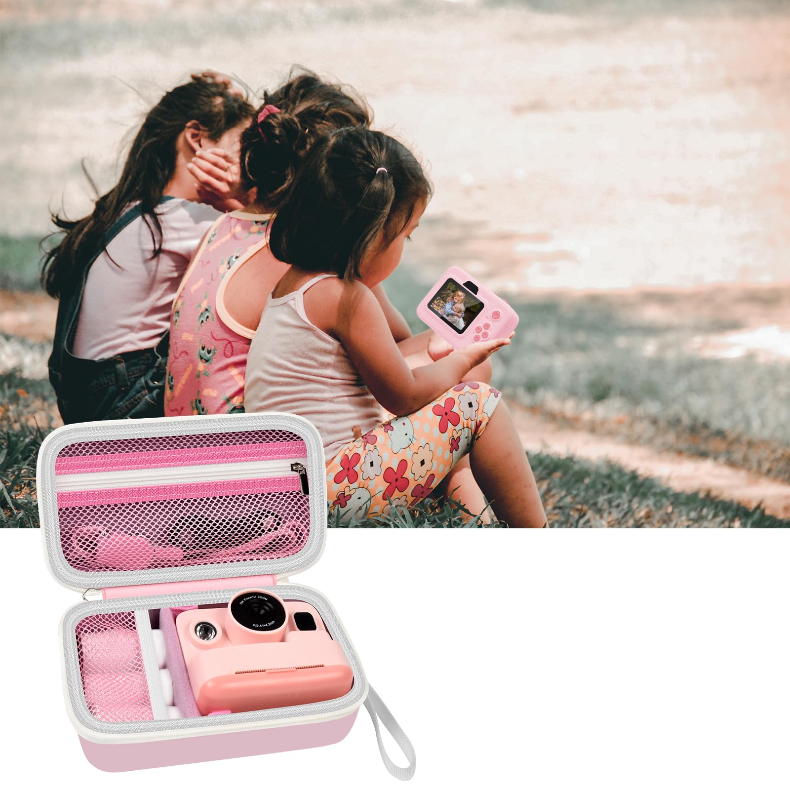Pink Instant Print Camera Case Compatible with DylanTo, Anchioo, Esoxoffore, Ytetcn, Weefun, Gktz & Amzelas - Kids Camera Storage Holder & Accessories Organizer (Box Only) - Perfect for Travel, Parties & School Projects