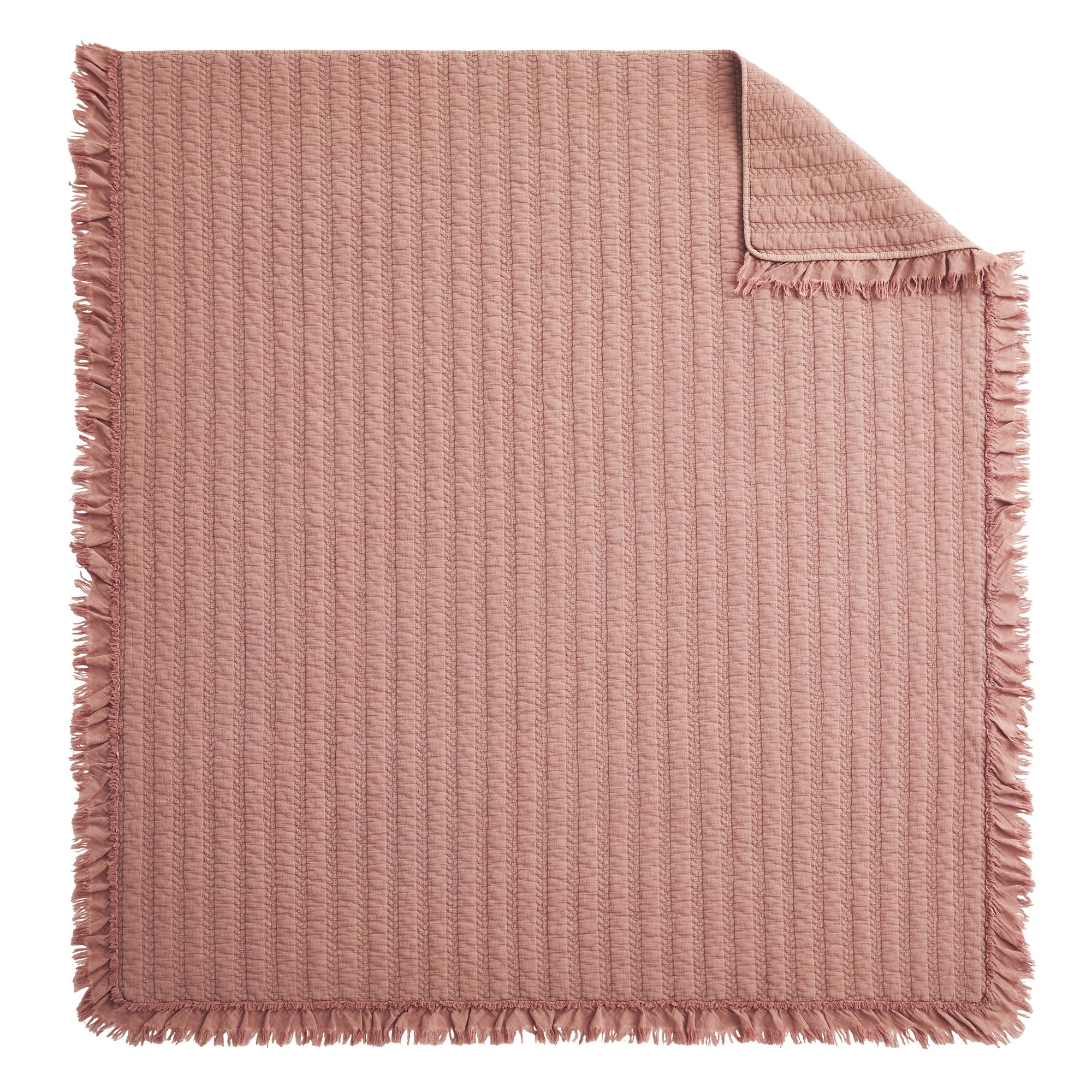 Wilhemina Dusty Rose Quilted Throw Blanket - Soft Cozy Bedspread for Couch, Bed & Sofa - Perfect for Living Room Decor, Gift & Winter Warmth
