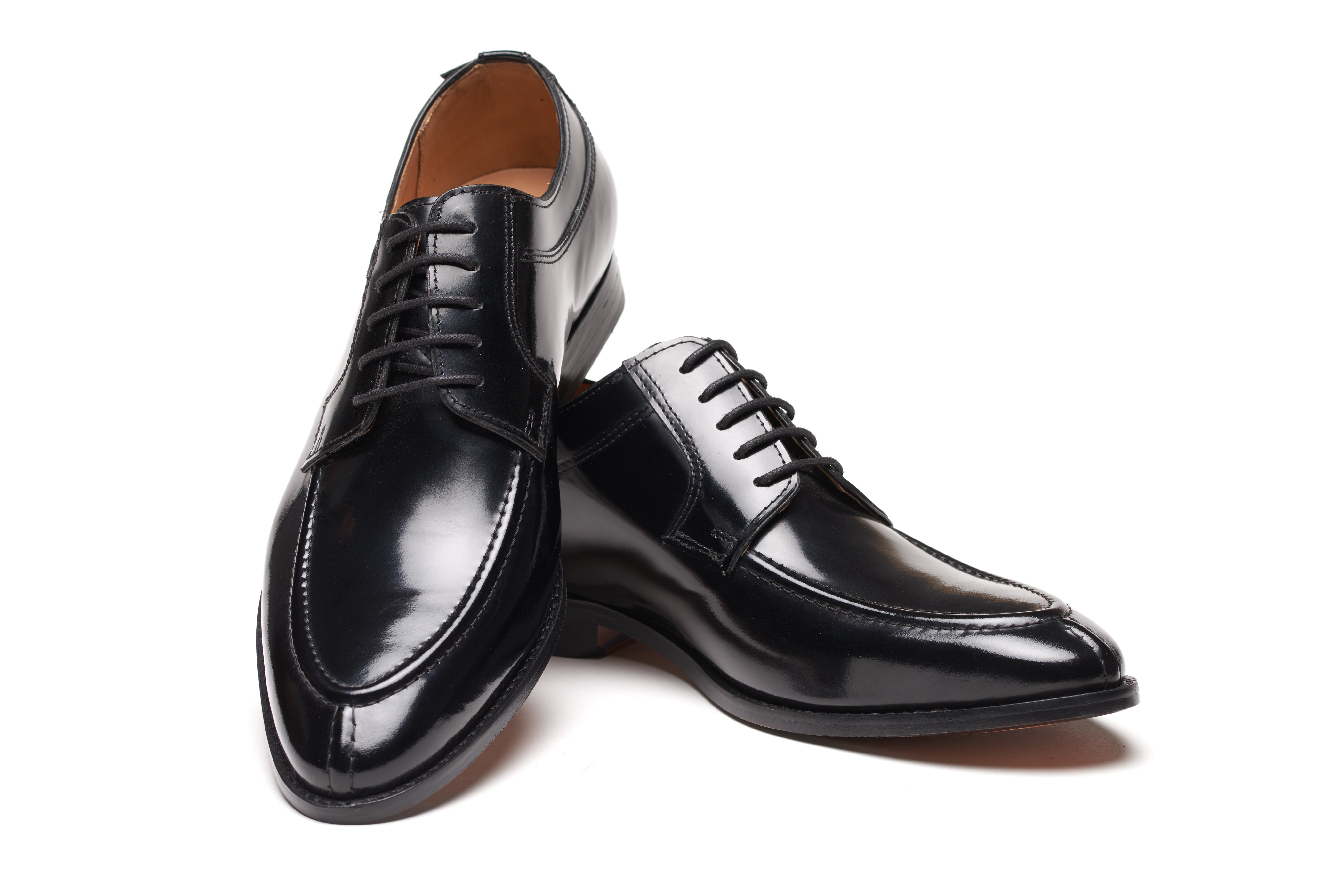 Premium High Gloss Black Split Toe Derby Shoes - Elegant Men's Dress Shoes for Business, Formal Events & Special Occasions