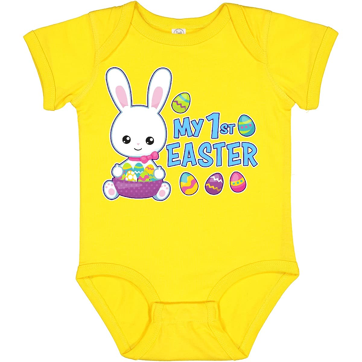 My 1st Easter with Bunny & Basket Baby Bodysuit - Cute Easter Outfit for Newborns & Infants - Perfect for Easter Photo Shoots, Family Gatherings & Holiday Celebrations