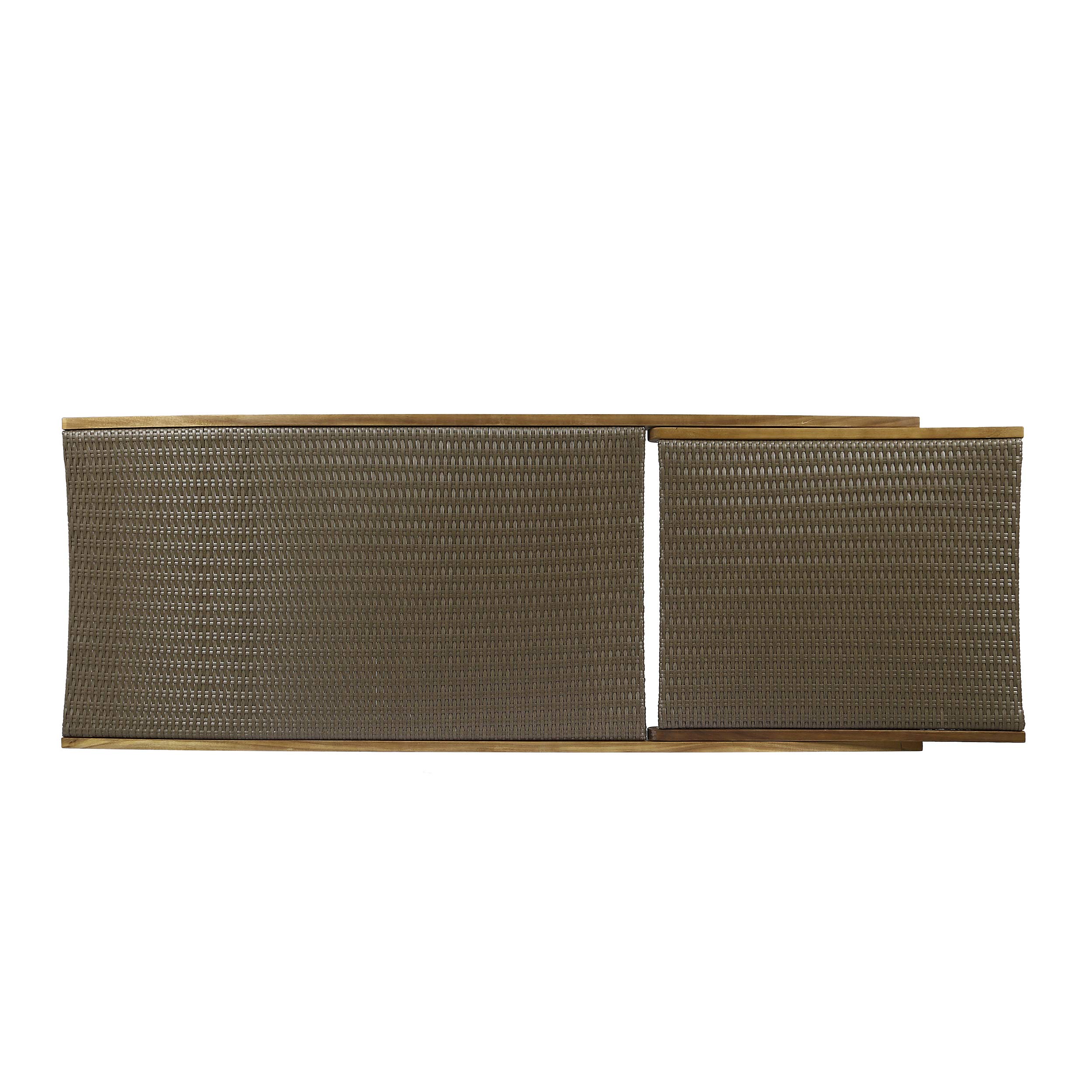 GDFStudio Outdoor Wicker and Wood Chaise Lounge Set of 2 with Pull-Out Tray - Brown Patio Furniture for Poolside, Garden, and Backyard Relaxation