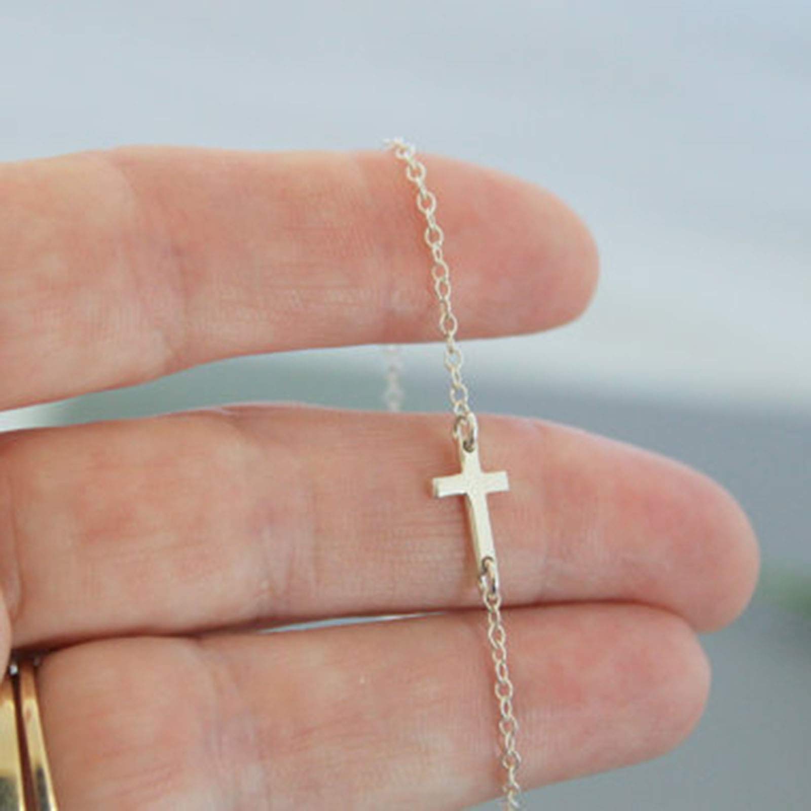 Yienate Boho Bracelet with Tiny Cross Hand Chain for Women & Girls - Stylish Layered Bracelet for Everyday Wear, Gift Giving & Boho Fashion Accessories
