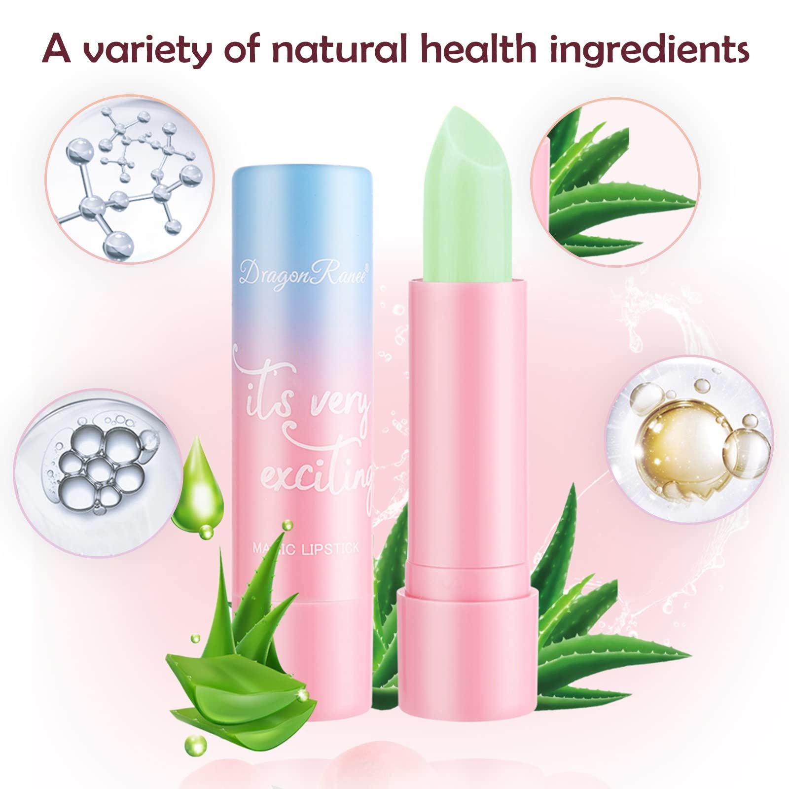 Natural Plant Extract Lip Balm - Long Lasting Moisturizing Lip Care with Color Changing Effect, Hydrating Lip Tint for Dry & Chapped Lips - Perfect for Daily Use, Makeup, and Outdoor Activities