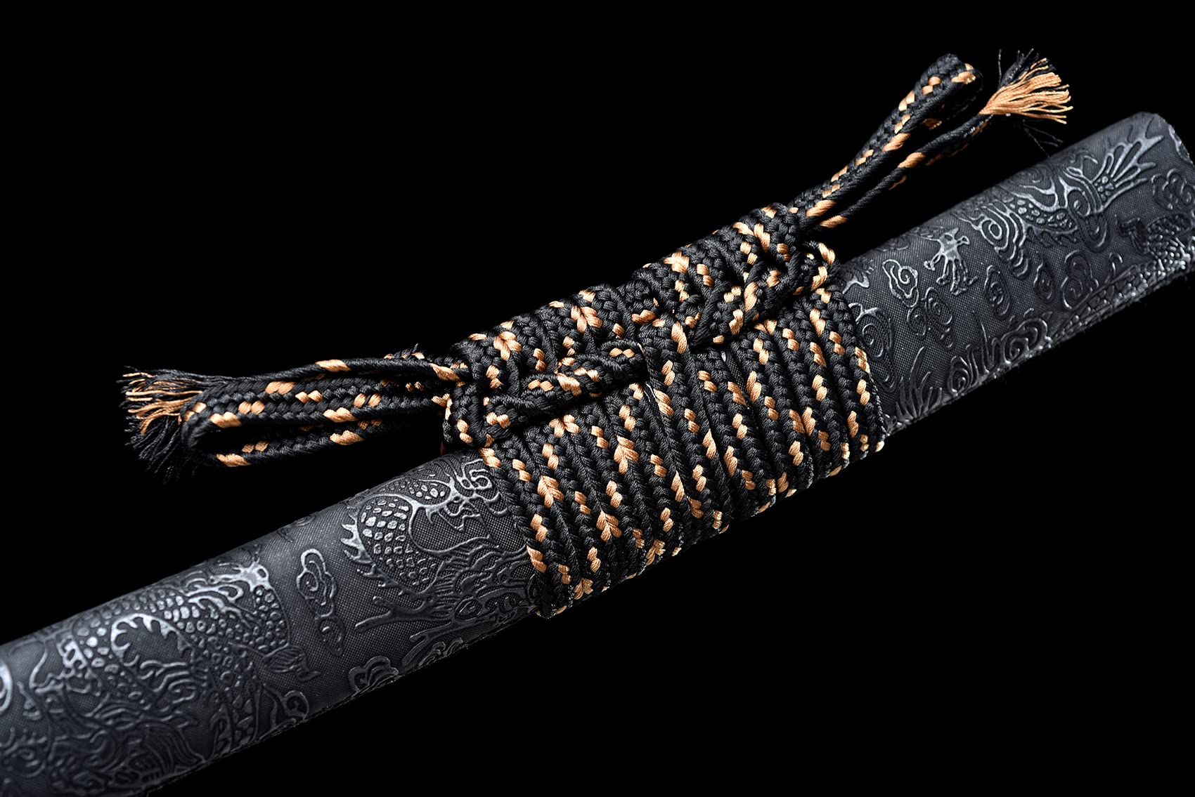 Handmade Japanese Samurai Katana Sword - Folded Steel Blade with Exquisite Dragon Pattern in Blue & Purple | Perfect for Cosplay, Martial Arts Training & Collectors