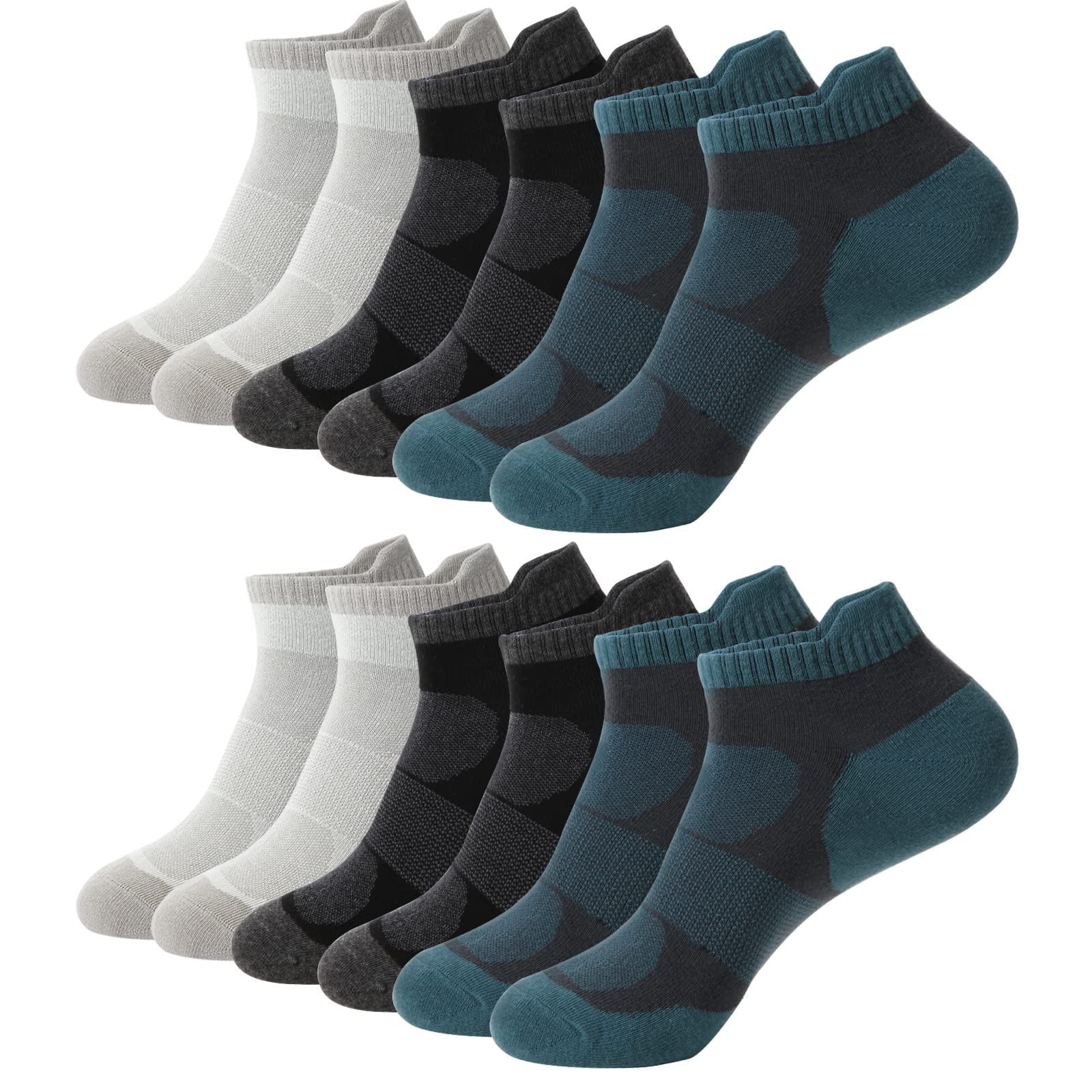 YOJOOM Athletic Running Socks for Men & Women - Breathable Cotton Low Cut Ankle Socks with Arch Support & Non-Slip Design - Perfect for Gym, Jogging, and Daily Workouts