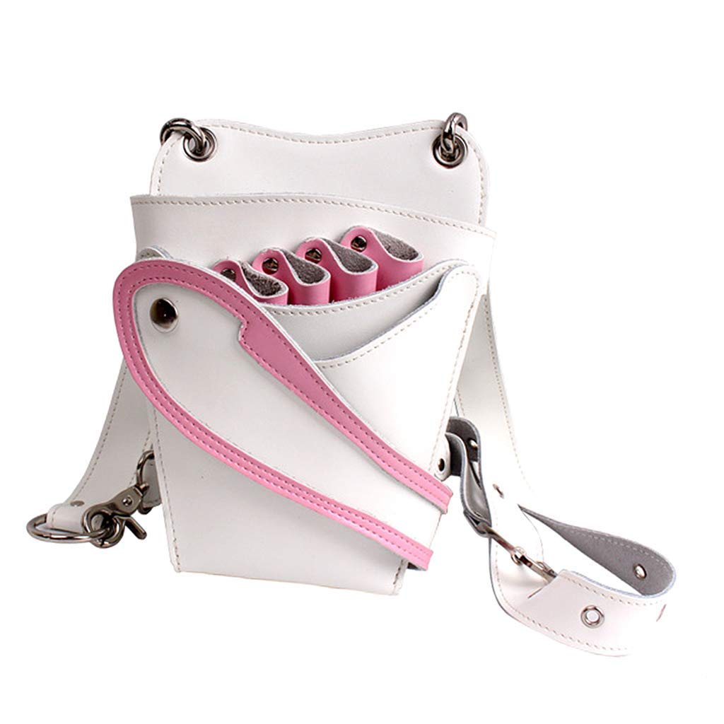 Professional Salon Hairdresser Tool Bag - Leather Cosmetic Organizer for Stylists - White (Perfect for Salon, Travel & Home Use)