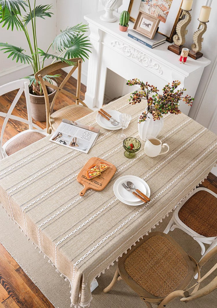 Extra Large Modern Rectangular Tablecloth - Premium Linen Dining Table Cover for Kitchen & Restaurant - Waterproof & Wrinkle-Resistant - Perfect for Dinner Parties, Weddings & Holiday Gatherings