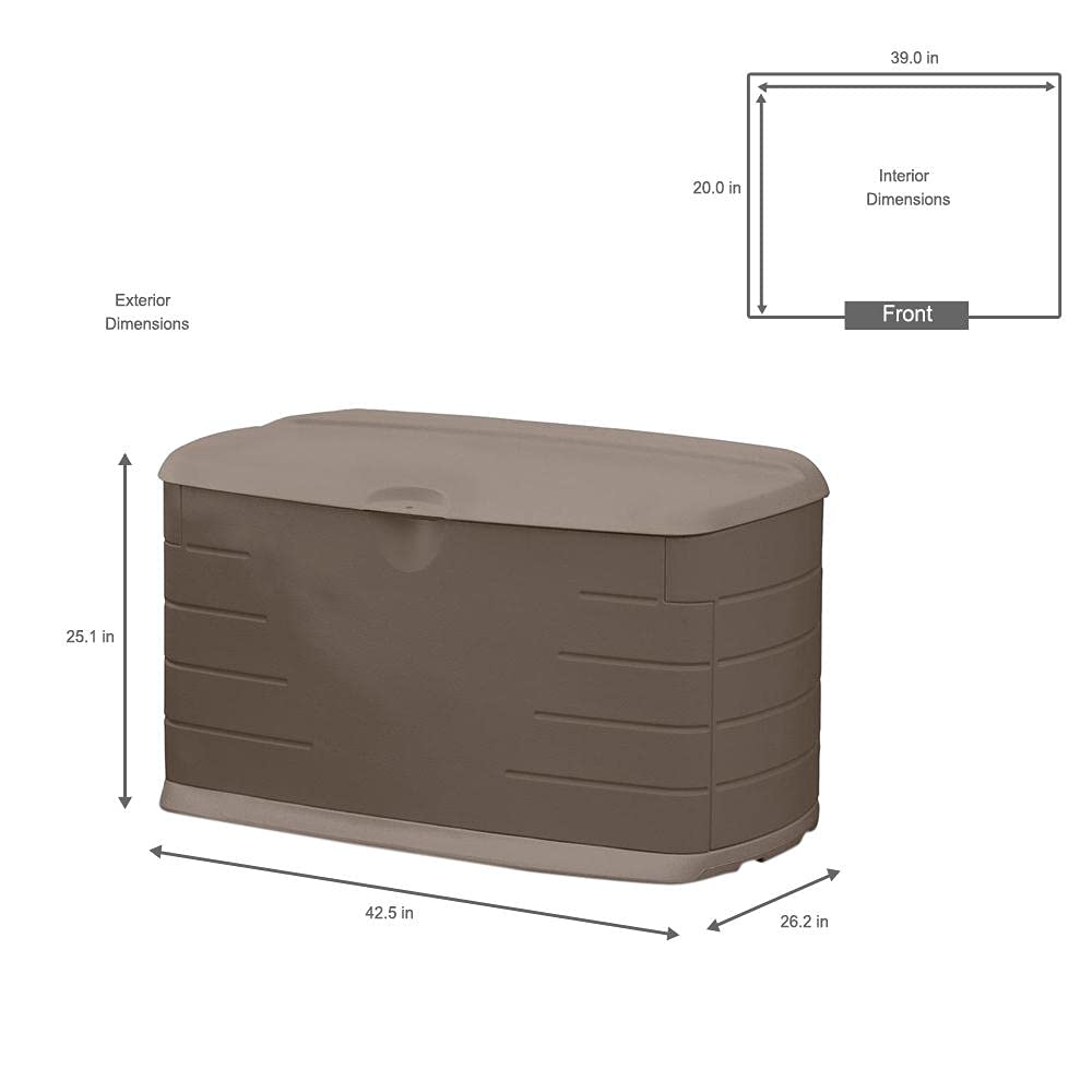 Rubbermaid 73 Gallon Medium Resin Outdoor Storage Deck Box - Weatherproof Brown Deck Organizer for Patio, Backyard & Pool - Perfect for Storing Garden Tools, Pool Chemicals, Toys & Patio Cushions | Ideal for Home Organization & Outdoor Storage Solutions