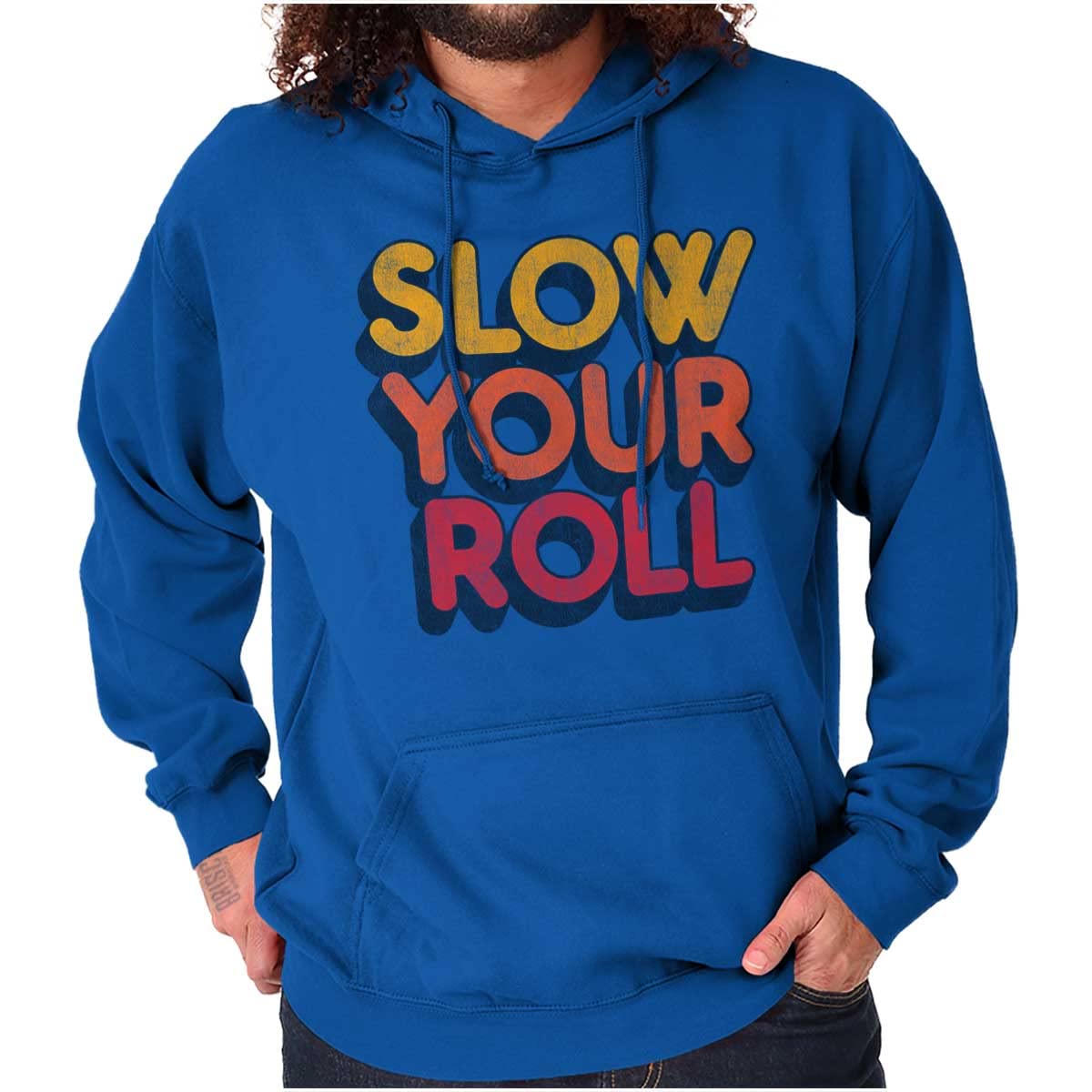 Brisco Brands Slow Your Roll Saying Geek Nerd Gym Hoodie Sweatshirt for Women & Men - Perfect for Workouts, Casual Wear & Gamer Lifestyle