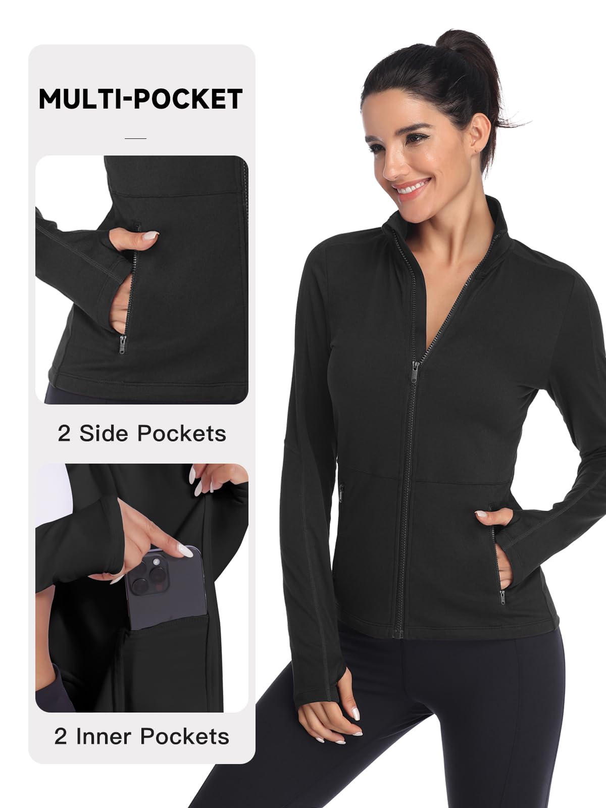 VUTRU Women's Full Zip Fleece Yoga Jacket - Lightweight Running Track Jacket for Workout & Athletic Activities - Perfect for Yoga, Gym, Jogging and Outdoor Sports
