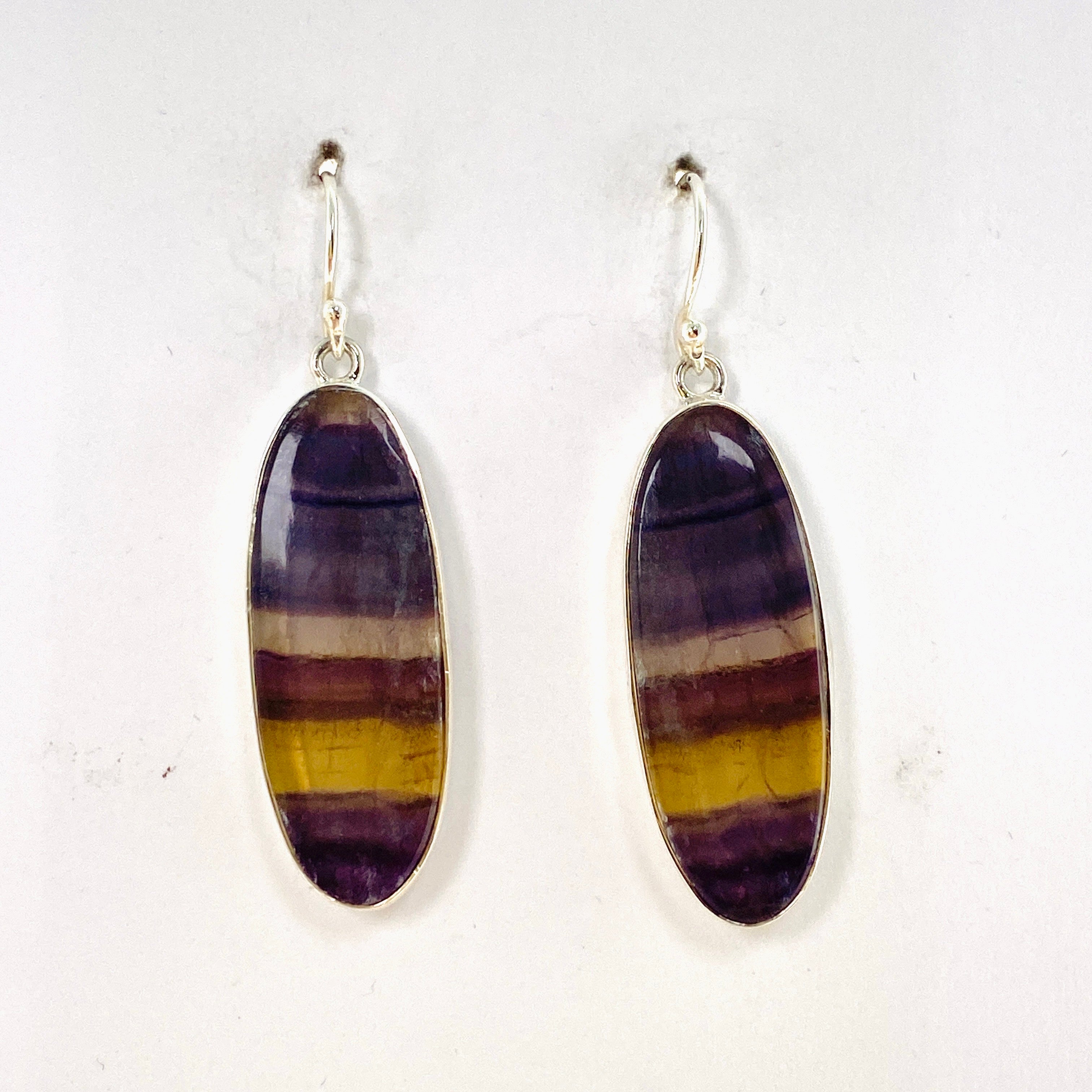 Natural Fluorite Oval Cabochon Earrings - Handmade Gemstone Jewelry for Women | Perfect for Gift Giving, Weddings & Special Occasions