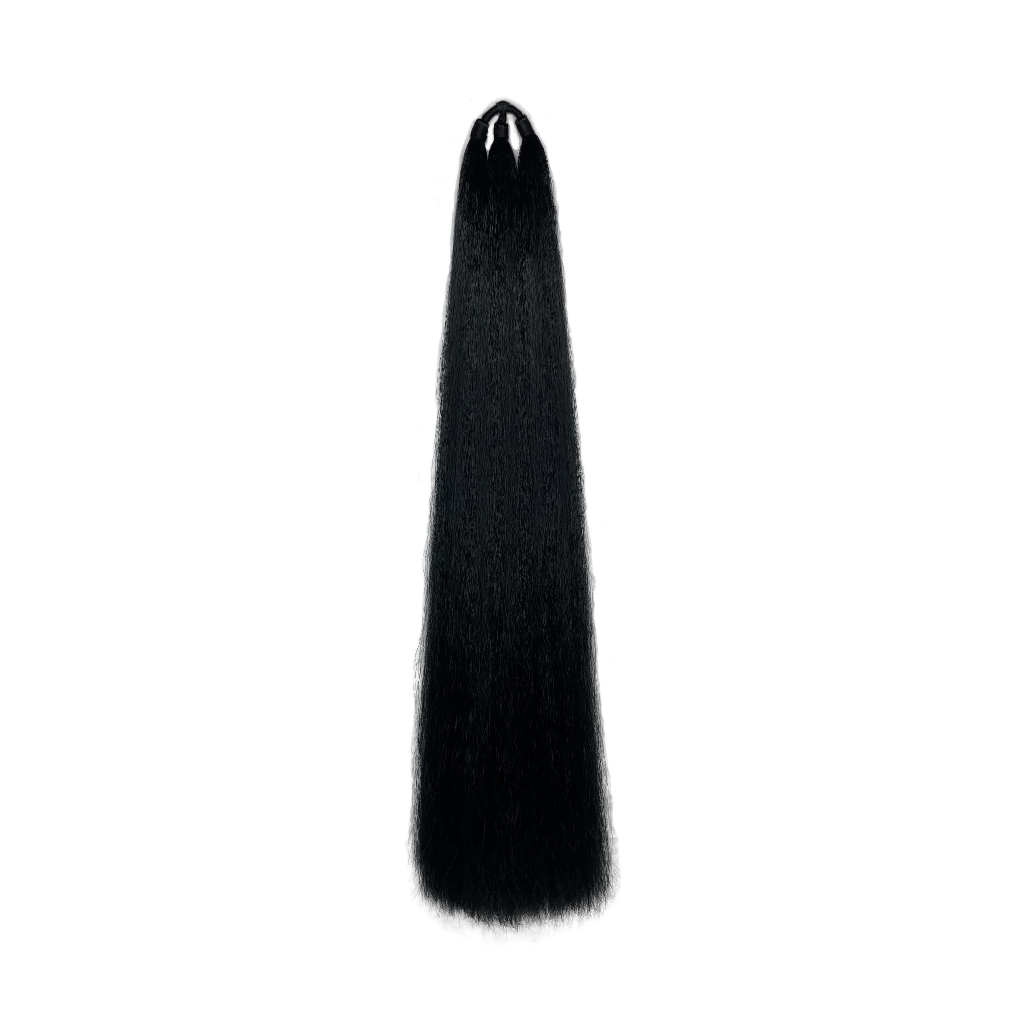 ELCABELL Natural Black Synthetic Hair Extensions for Women & Girls - Long Fake Hair Wig, Paranda Choti, False Hair Braid Attachment, Hairpiece for Volume & Length (1pc) - Perfect for Parties, Weddings & Daily Styling