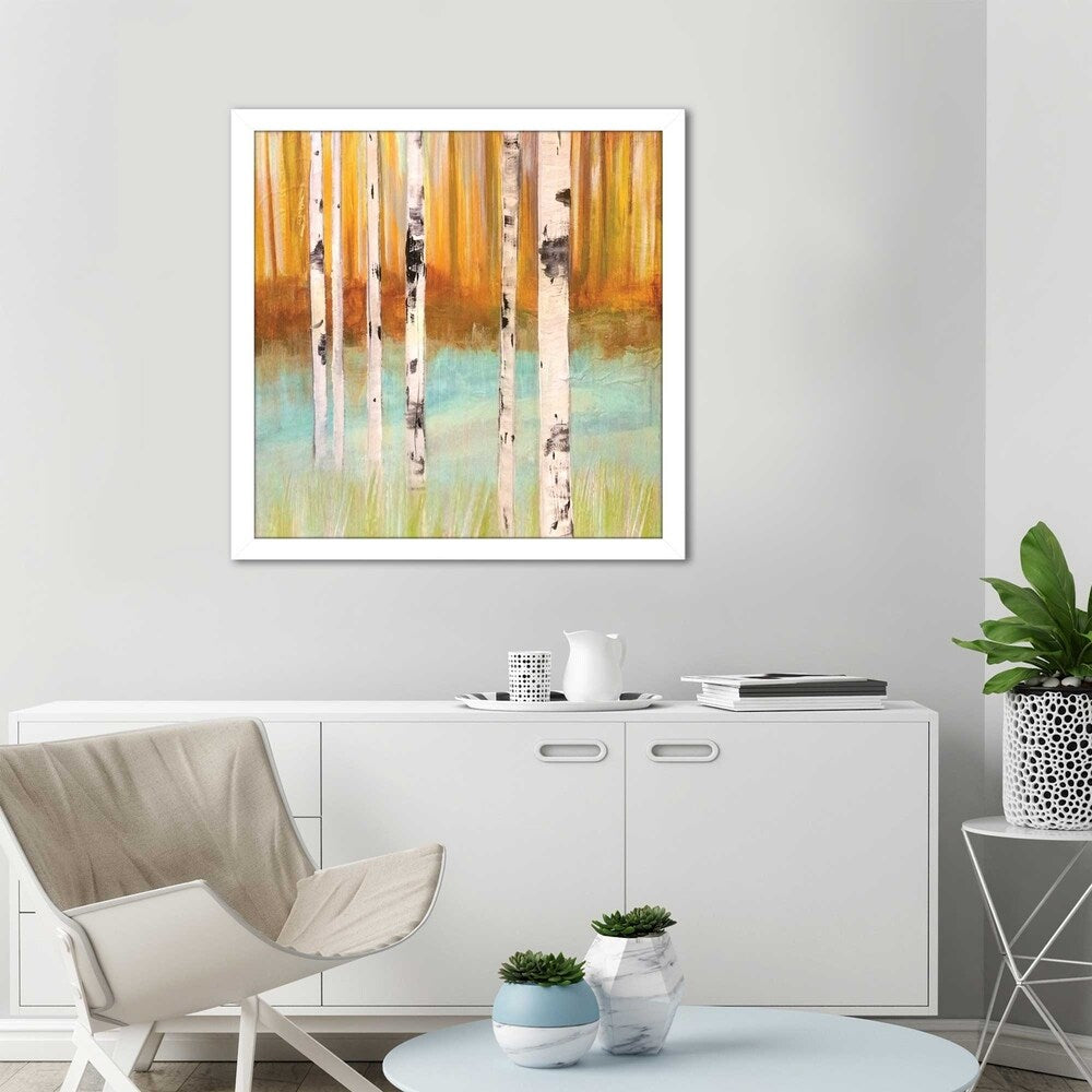 Birch Spring by Susan Jill - Orange Acrylic Wall Art Print - Perfect for Living Room, Bedroom & Office Decor