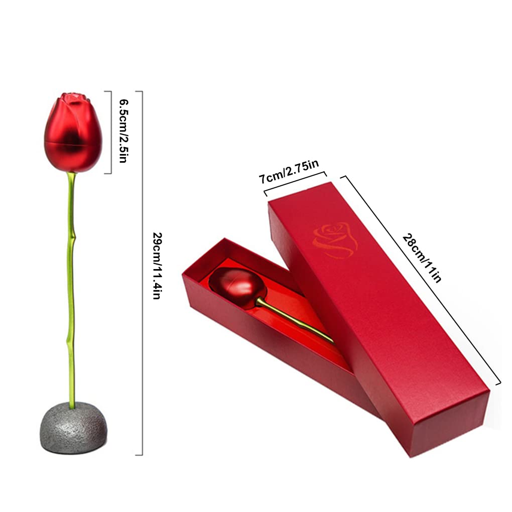 Artificial Metal Rose Flower with Creative Love Jewelry Gift Box - Elegant Kraft Paper Display Box for Earrings, Necklace, Bracelet, Pendant & Engagement Rings - Perfect for Wedding Proposals, Anniversary Gifts & Romantic Surprises