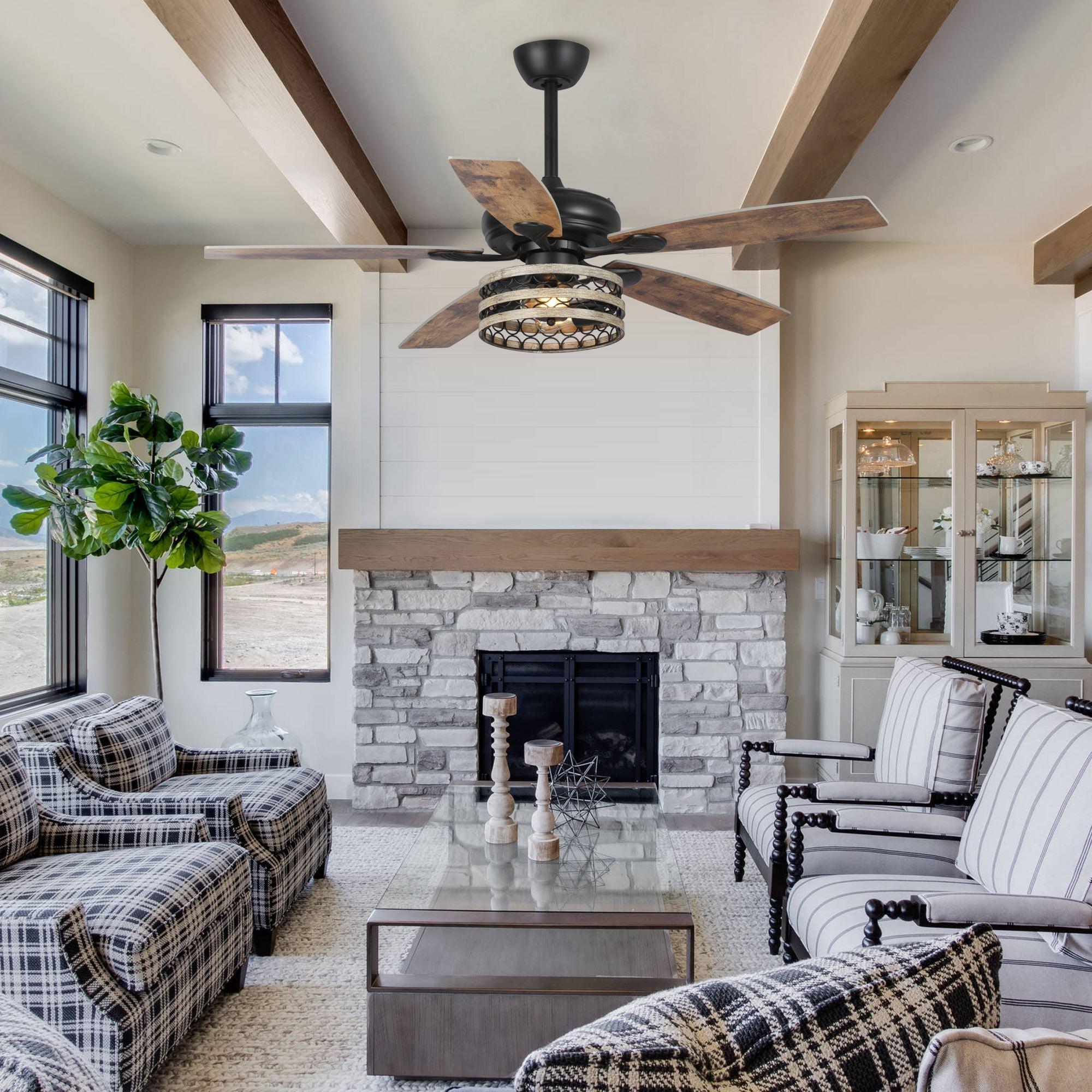 52 Alward Smart Ceiling Fan with LED Light Kit - Remote Control, Dimmable, Energy Efficient - Perfect for Bedroom, Living Room, and Office