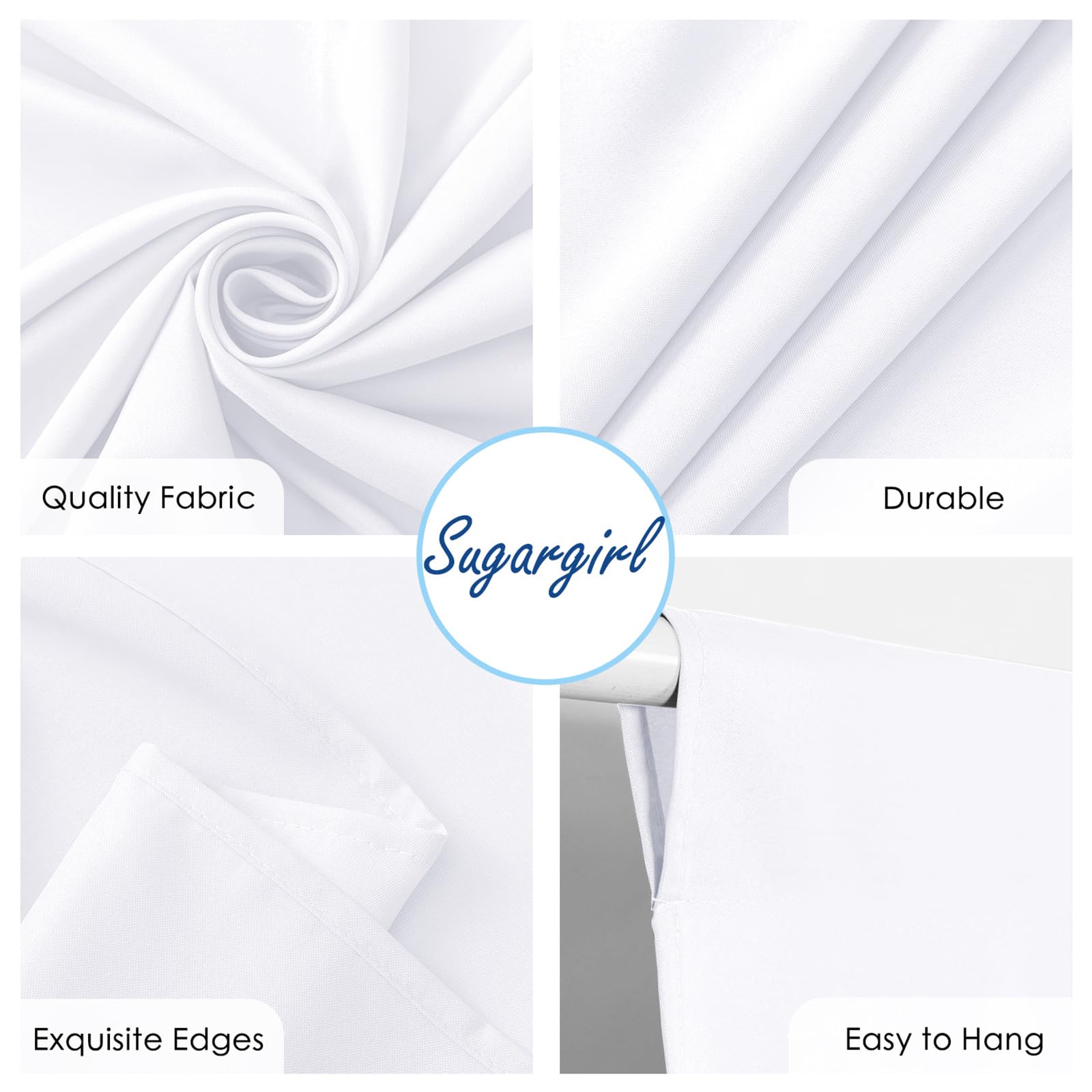 10x10FT White Polyester Photo Backdrop Curtains - 2 Panels with Rod Pockets for Photography, Party, Wedding & Home Decor | Perfect for Studio Shoots, Birthday Celebrations, and Living Room Decorations
