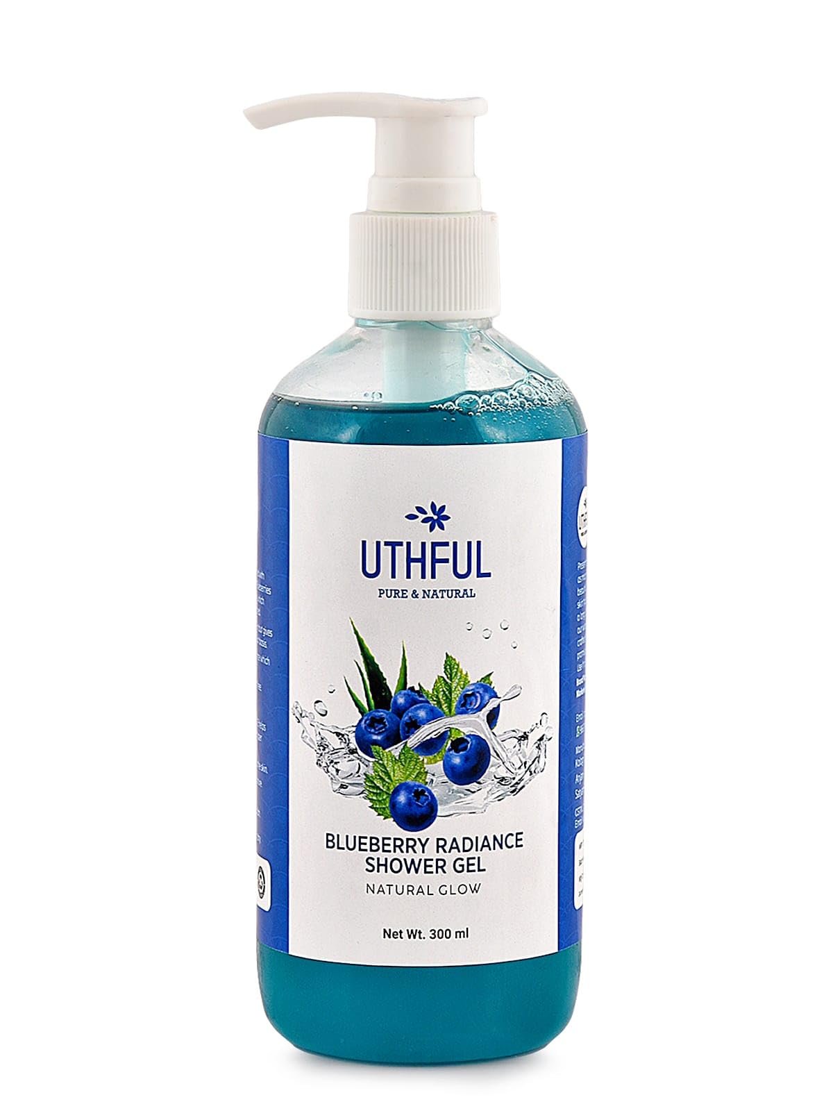 UTHFUL Blueberry Vitamin C Herbal Body Wash & Shower Gel for Men & Women - Natural Glow with Blueberry Extract, Aloe Vera & Glycerin | Pure Fruity Fragrance Body Wash for All Skin Types | 300ml | Perfect for Daily Hydration & Refreshing Morning Showers