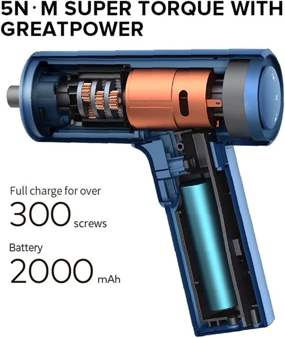 HOTO 3.6V Cordless Electric Screwdriver Set with 10 Bits, USB-C Rechargeable, 5 N.m Torque & LED Light - Perfect for Furniture Assembly, Home Repairs and DIY Projects (2000mAh Battery, Includes Storage Bag, Dazzling Red)